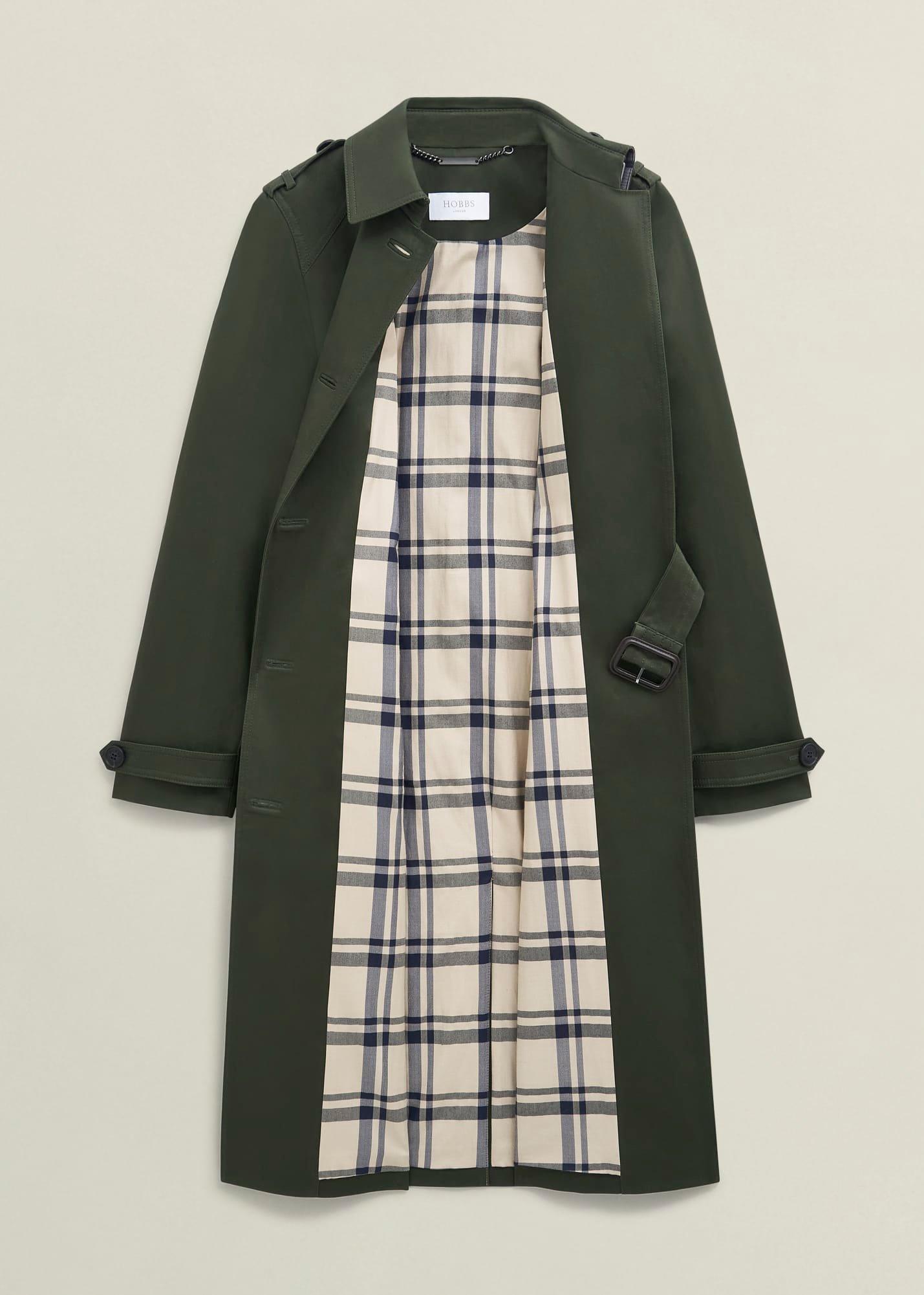Hallie Shower Resistant Trench Coat, Woodland Green, hi-res