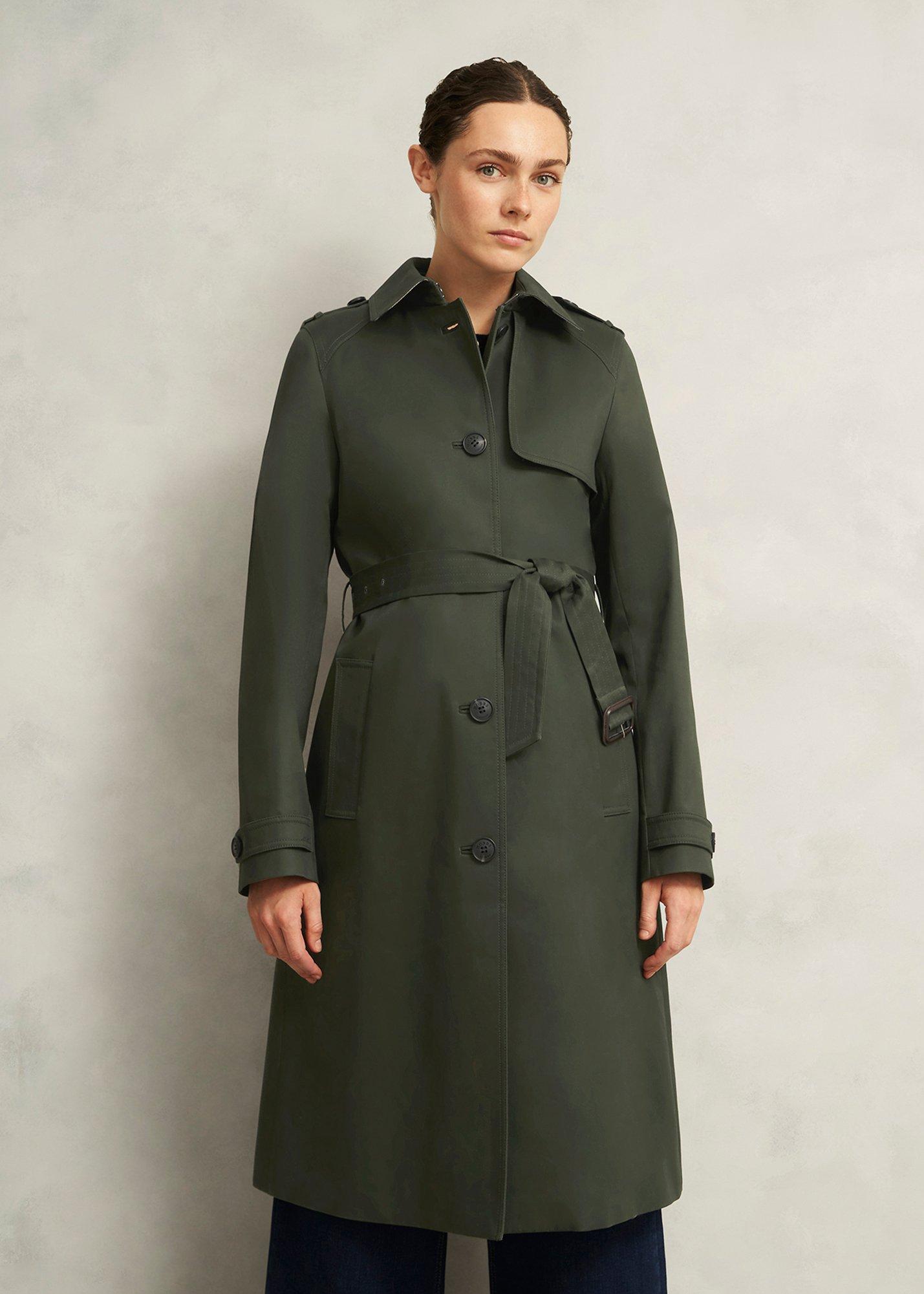 Petite Hallie Shower Resistant Trench Coat, Woodland Green, hi-res