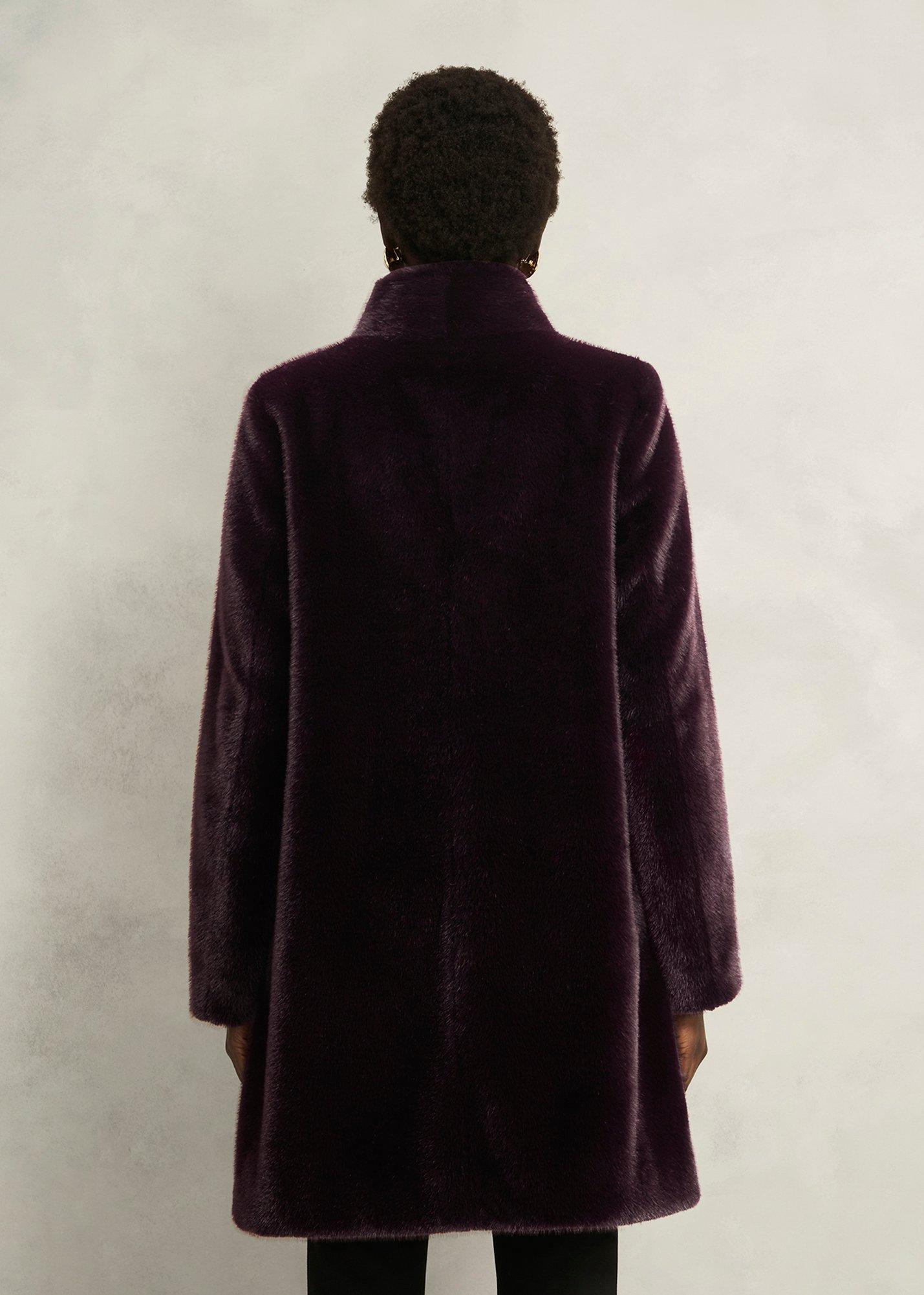 Petite Tarini Faux Fur Coat, Wine, hi-res