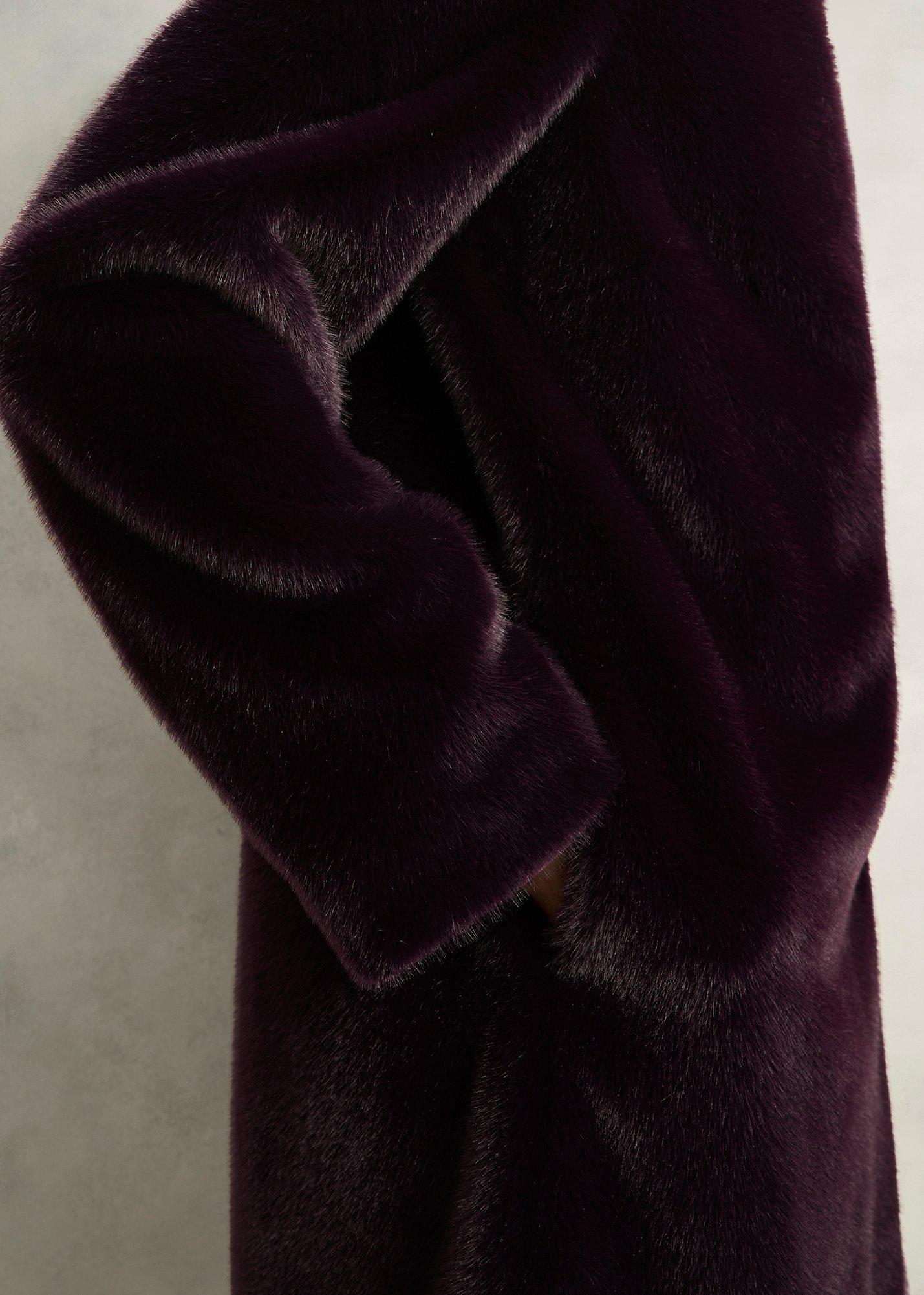 Petite Tarini Faux Fur Coat, Wine, hi-res
