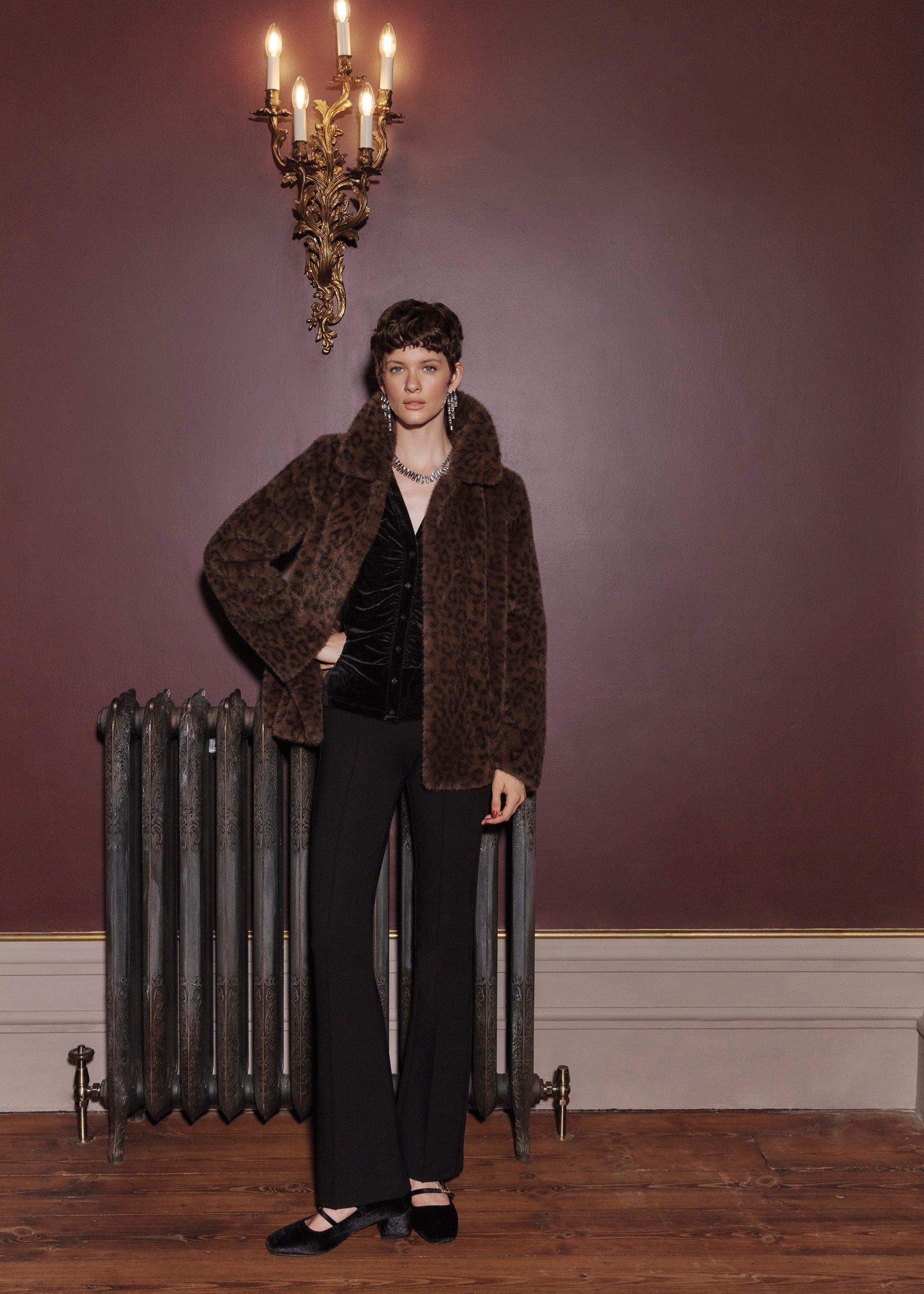 Dania Leopard Faux Fur Coat