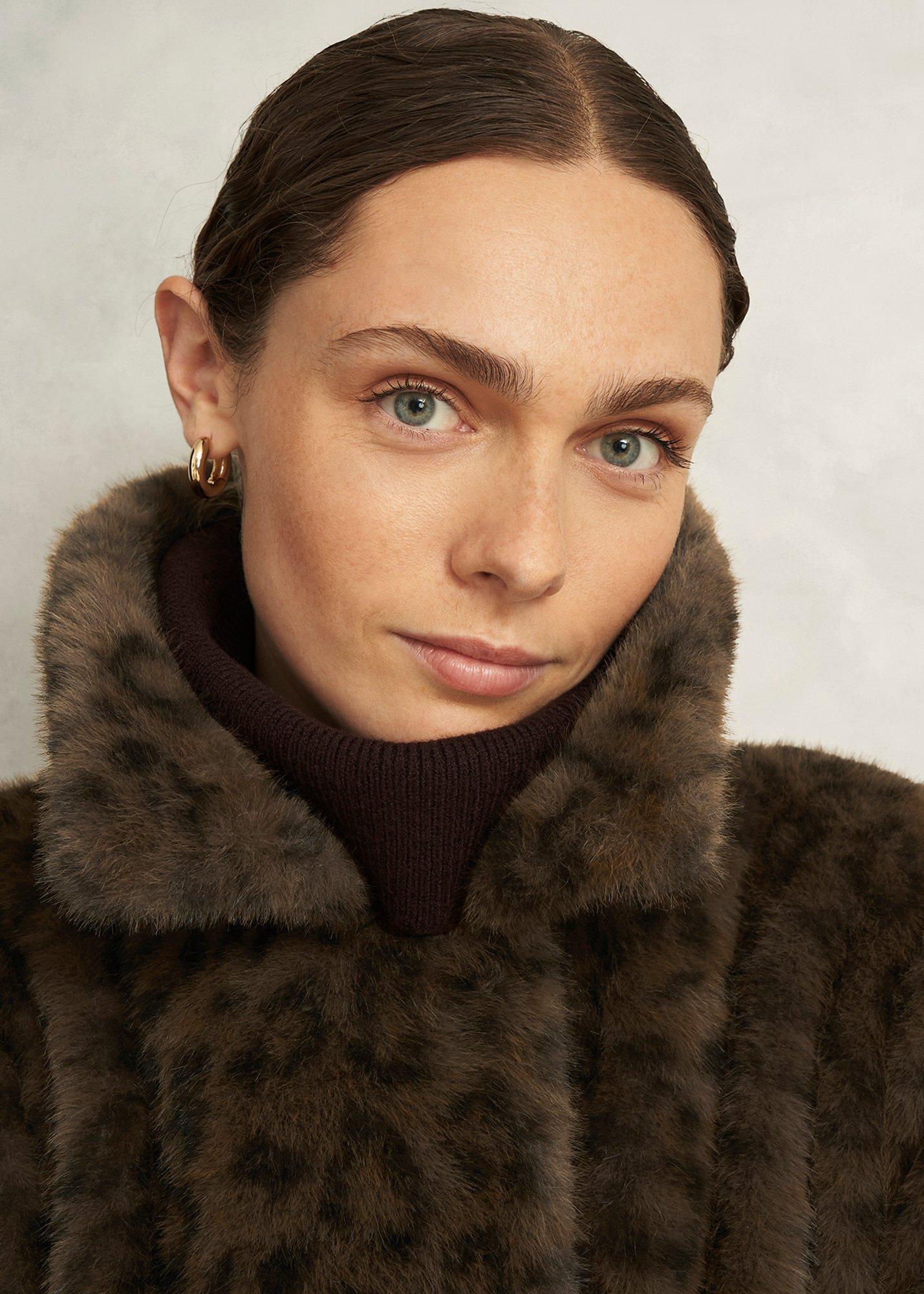 Dania Leopard Faux Fur Coat, Brown Multi, hi-res