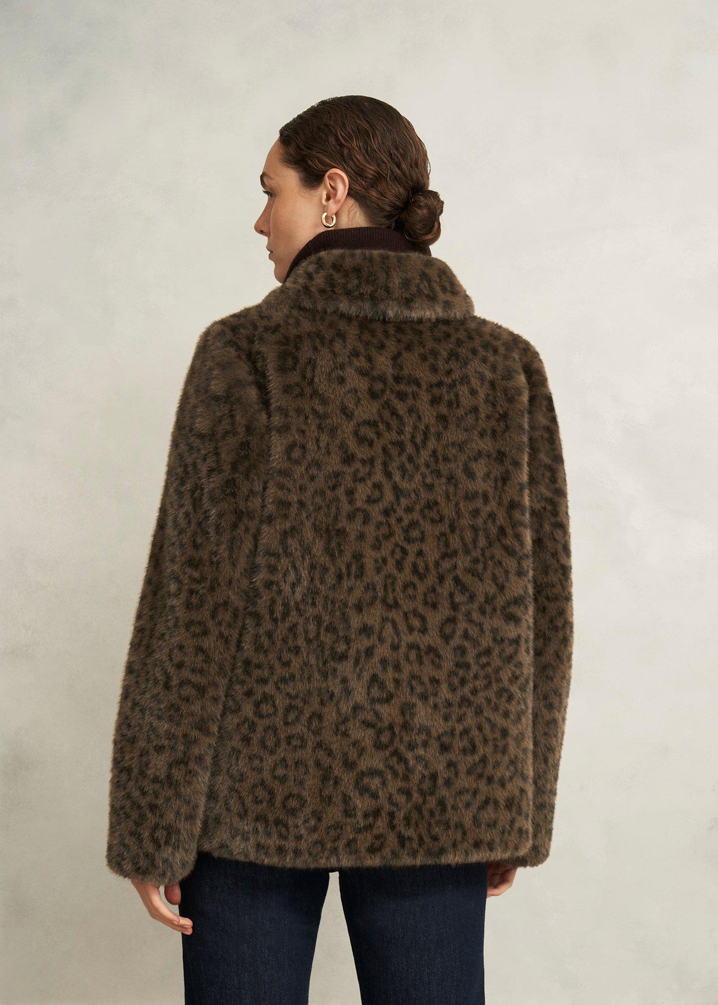 Dania Leopard Faux Fur Coat, Brown Multi, hi-res