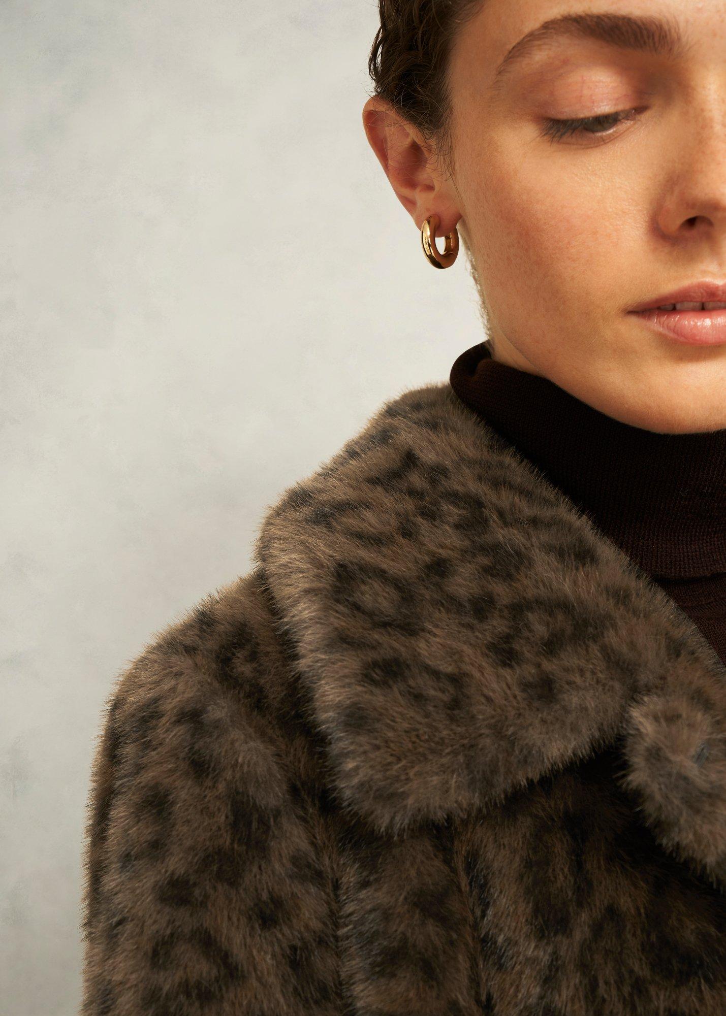 Dania Leopard Faux Fur Coat, Brown Multi, hi-res