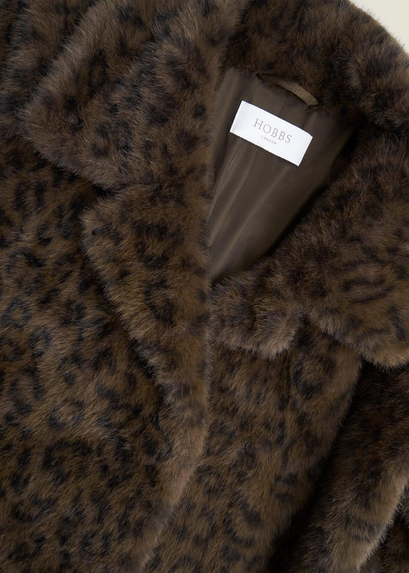 Dania Leopard Faux Fur Coat, Brown Multi, hi-res