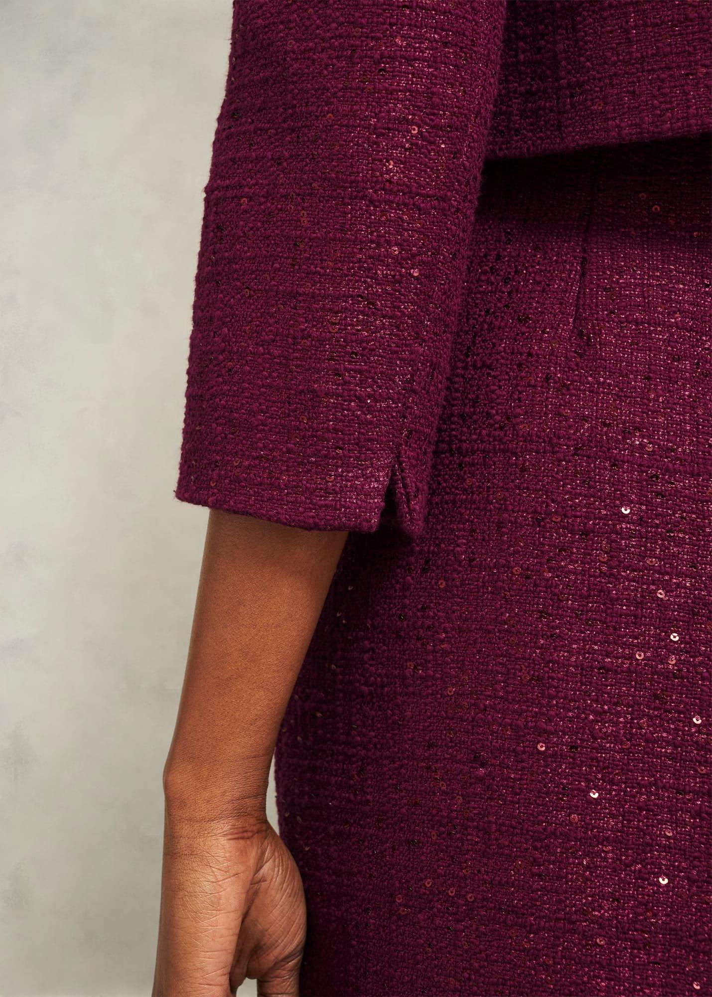 Prisha Sequin Tweed Jacket, Warm Plum, hi-res