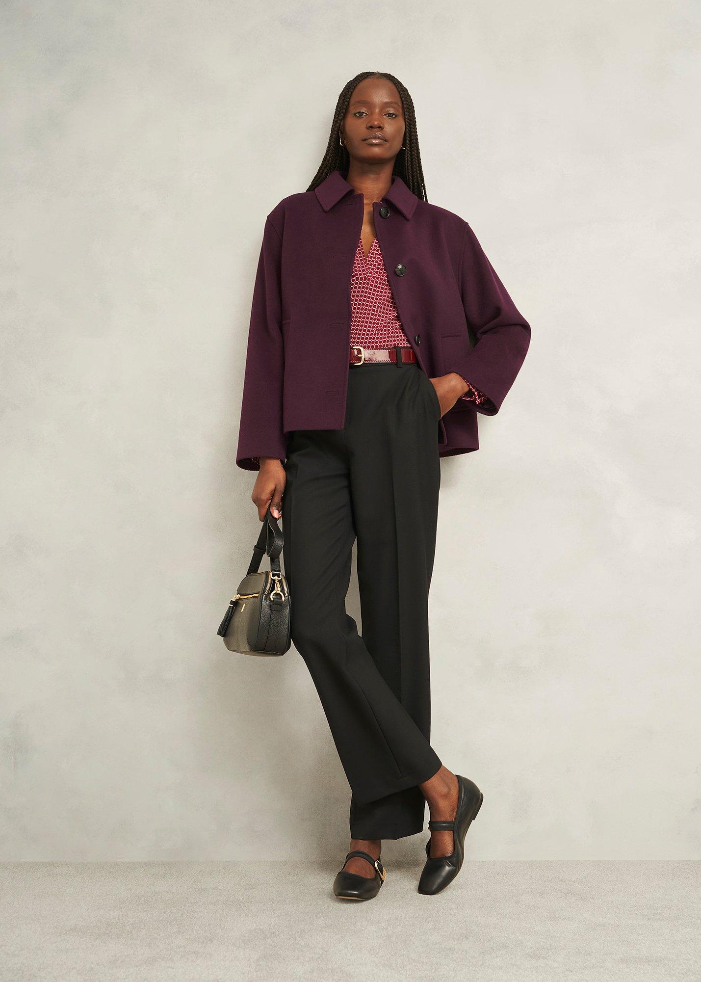 Zoe Wool Blend Jacket, Malbec Purple, hi-res