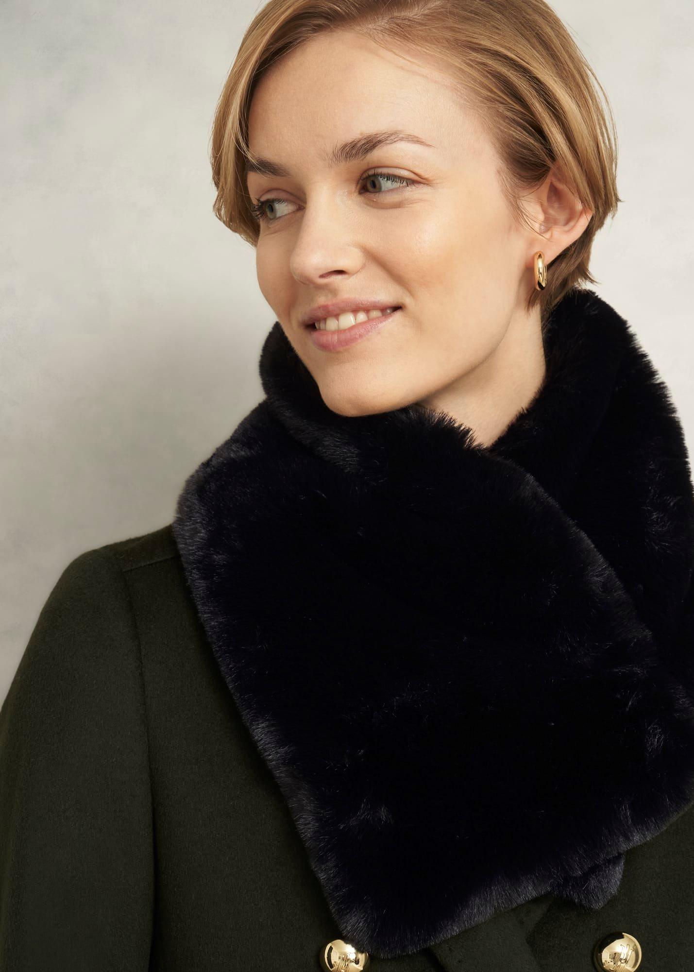 Christie Faux Fur Scarf, Black, hi-res