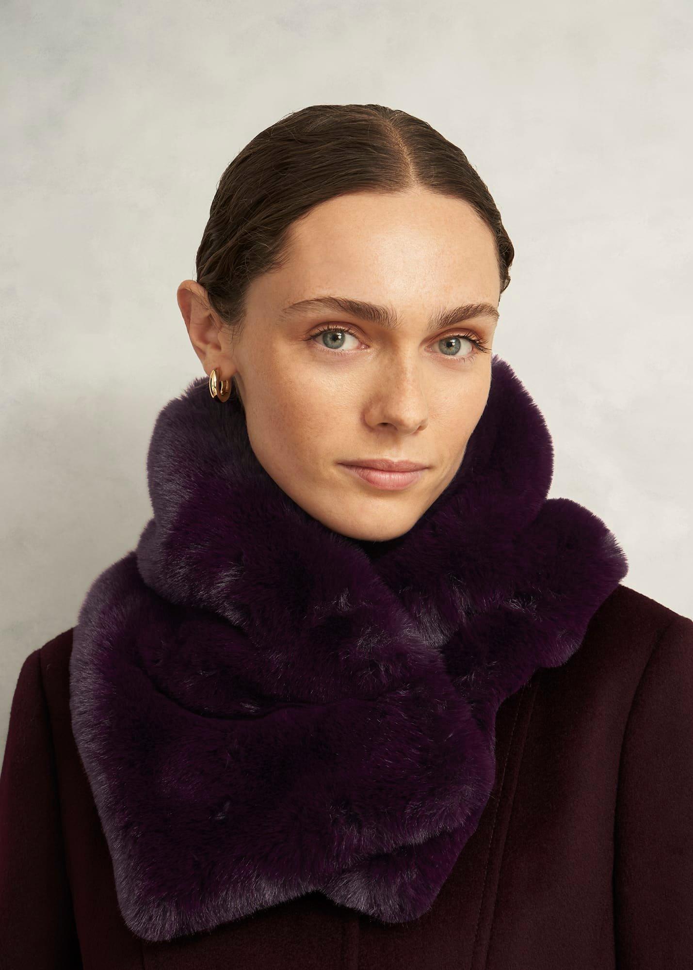 Christie Faux Fur Scarf, Malbec Purple, hi-res