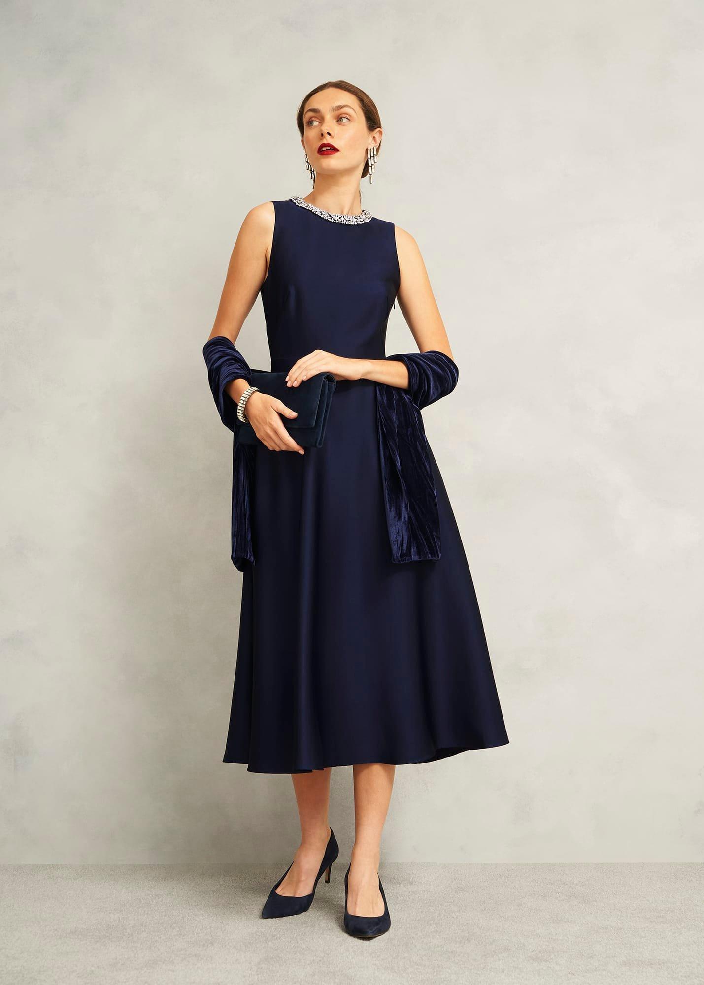 Tafara Velvet Scarf, Midnight Navy, hi-res