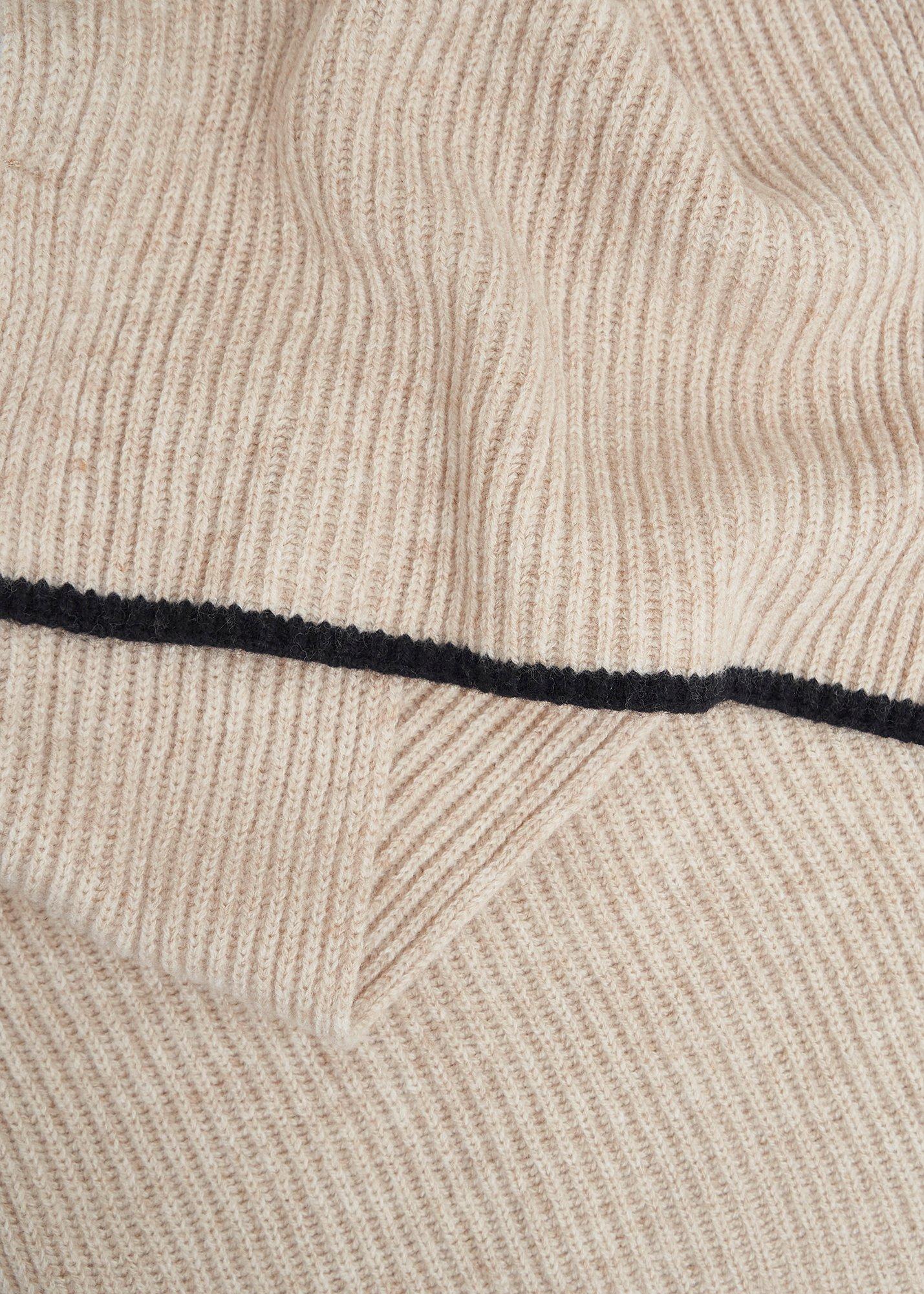 Acacia Wool Knit Scarf, Beige Black, hi-res