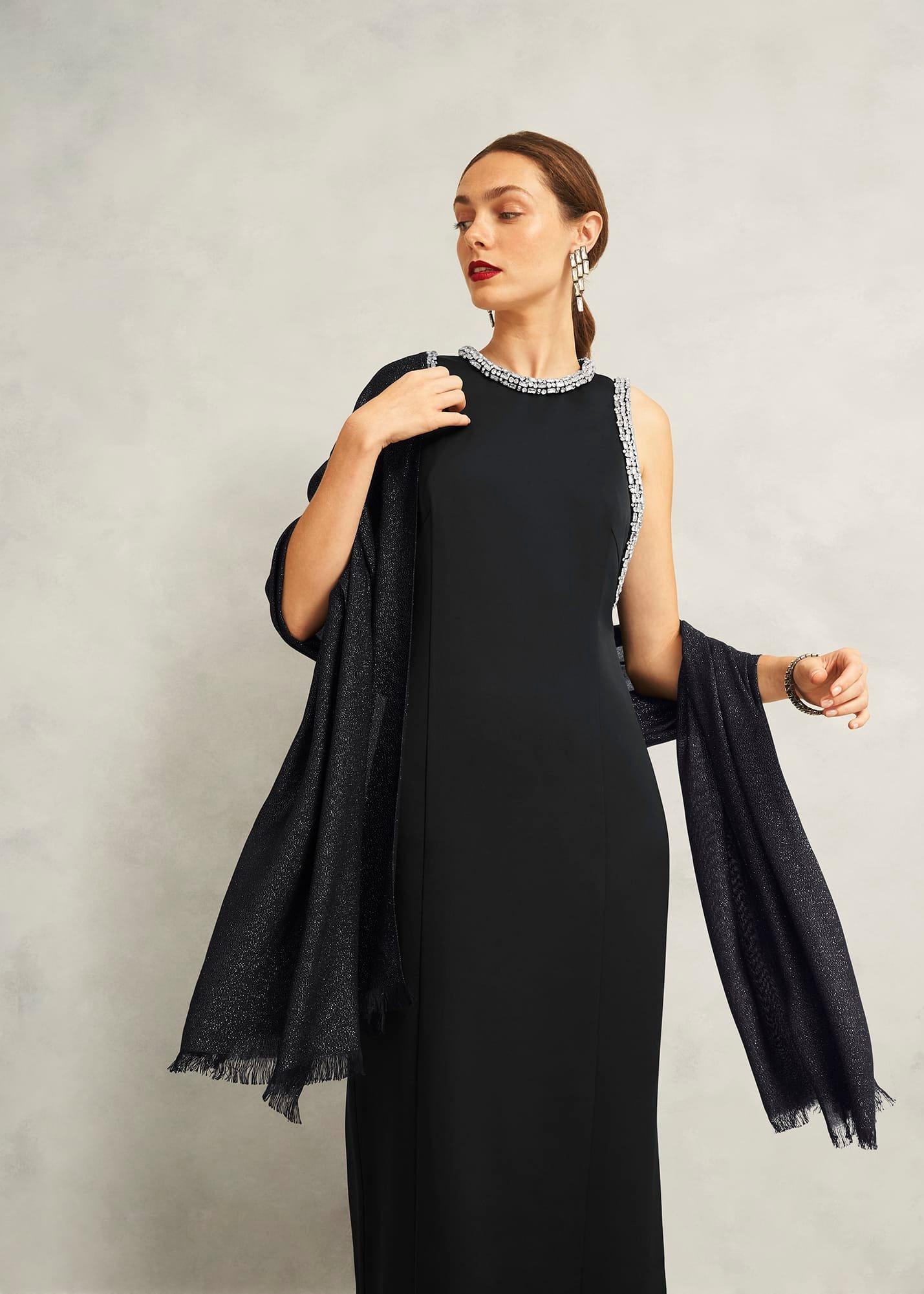 Matilda Shimmer Scarf, Black Silver, hi-res