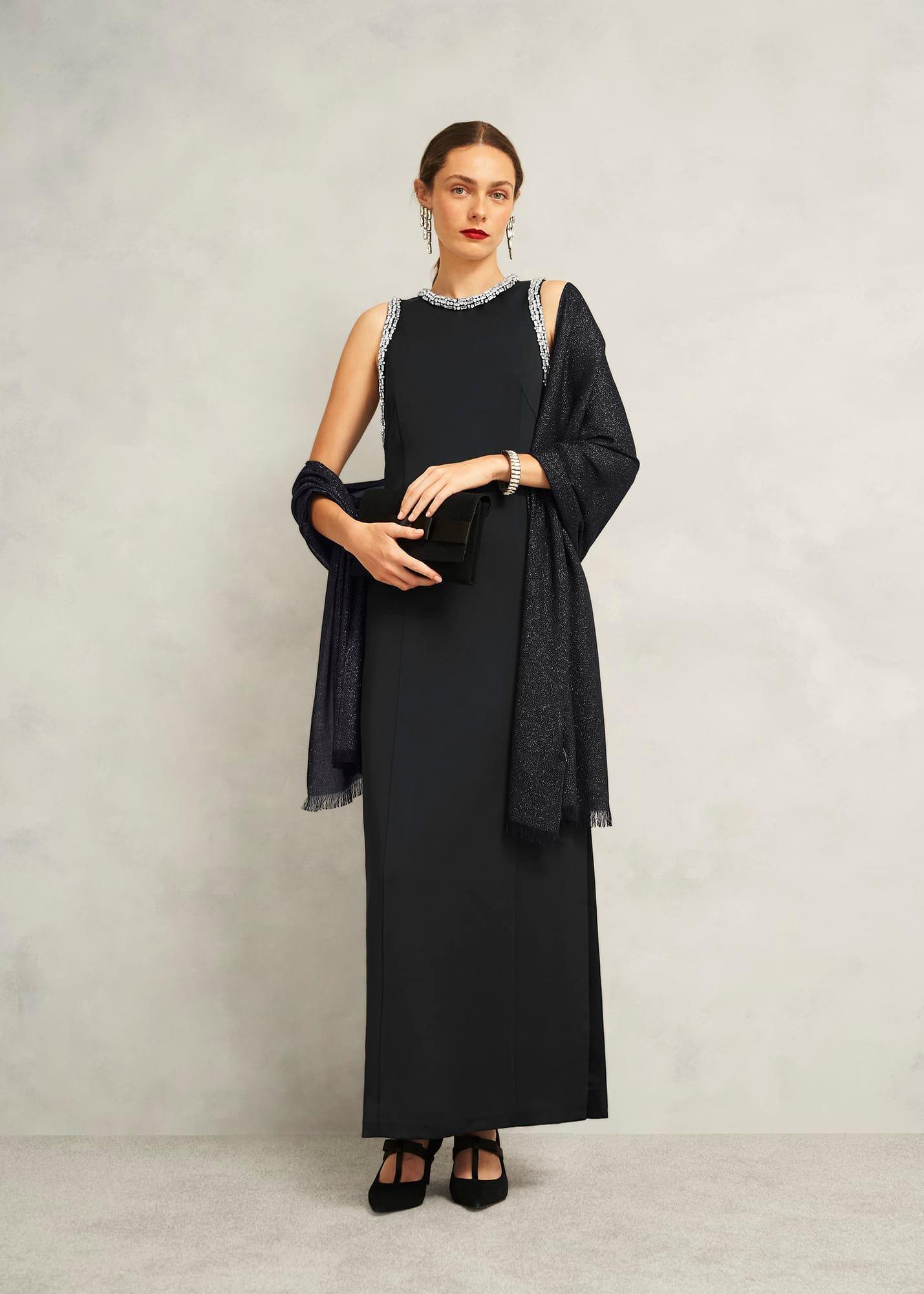 Matilda Shimmer Scarf, Black Silver, hi-res