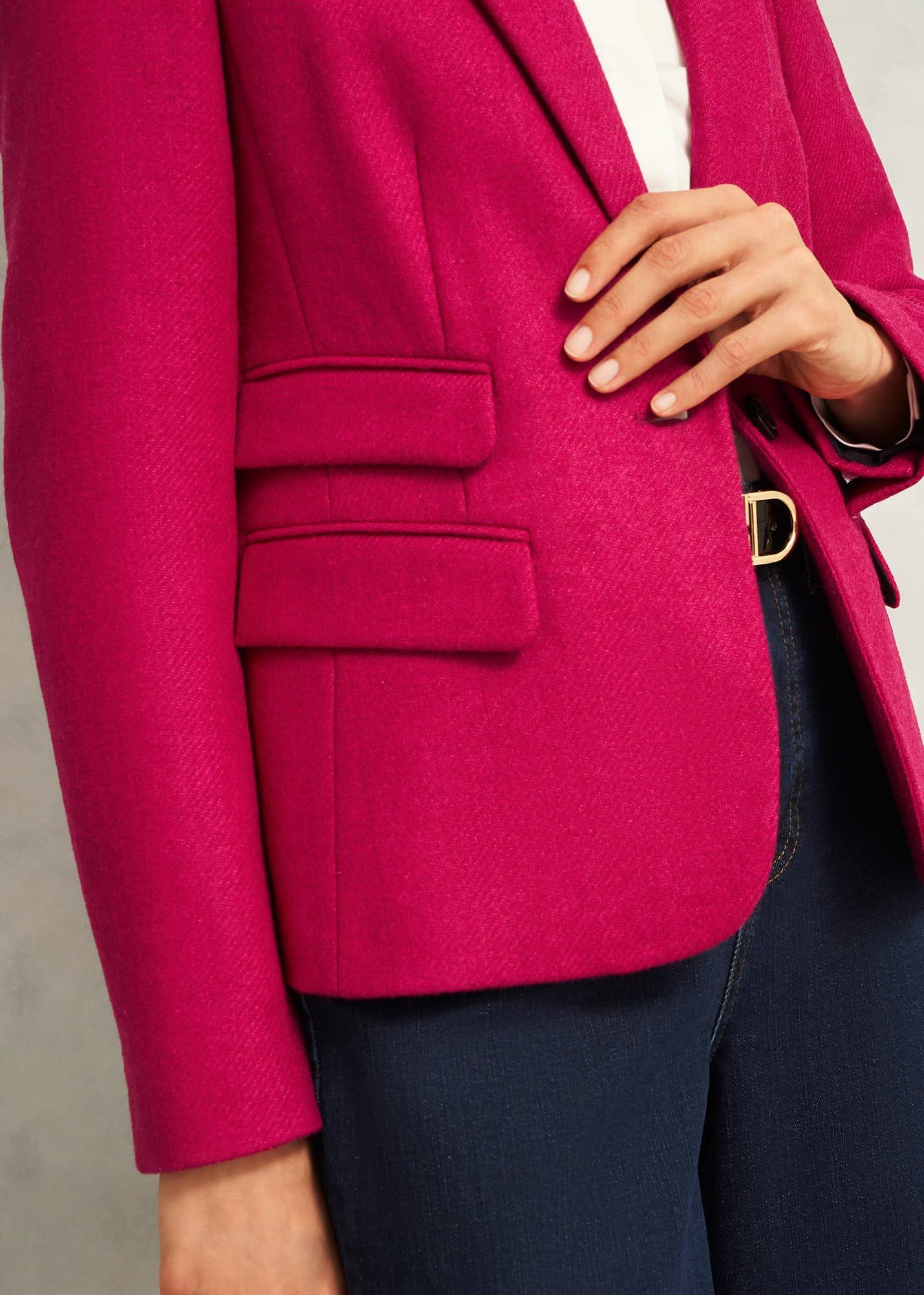 Clare Wool Jacket, Bright Pink, hi-res