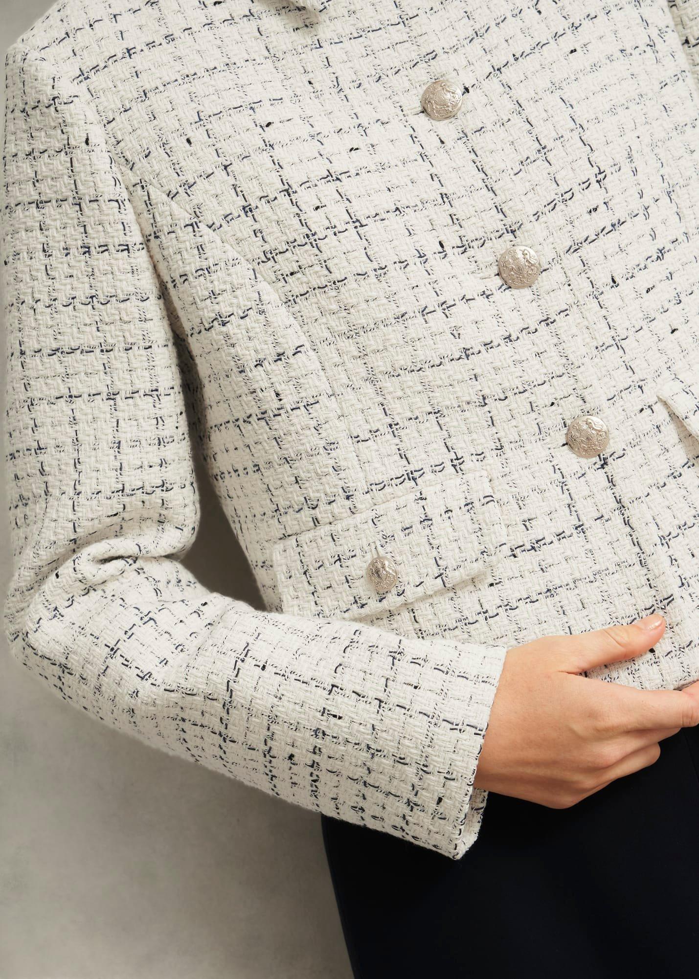Jessie Cotton Blend Jacket, Ivory Navy, hi-res