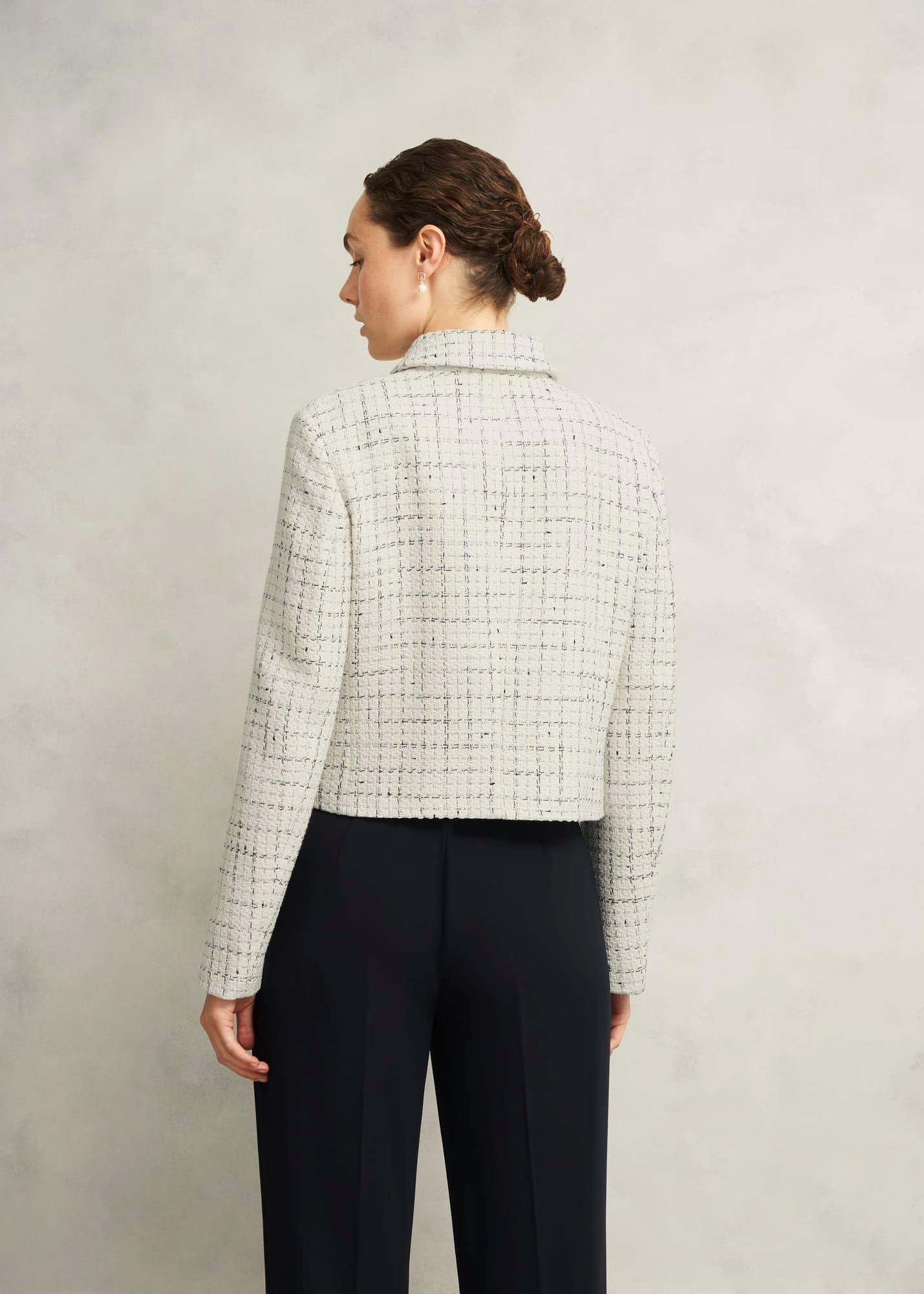 Jessie Cotton Blend Jacket, Ivory Navy, hi-res