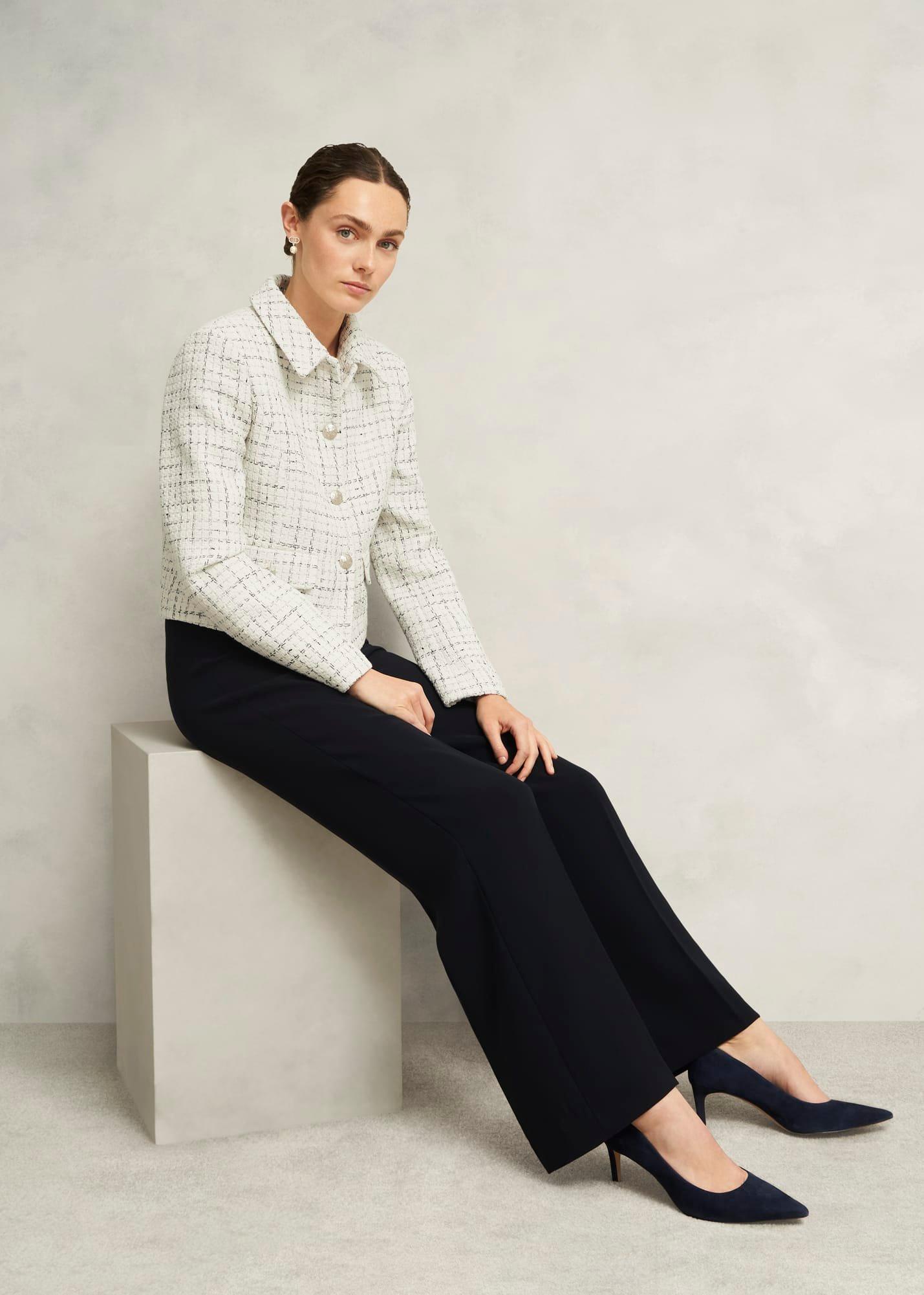 Jessie Cotton Blend Jacket, Ivory Navy, hi-res