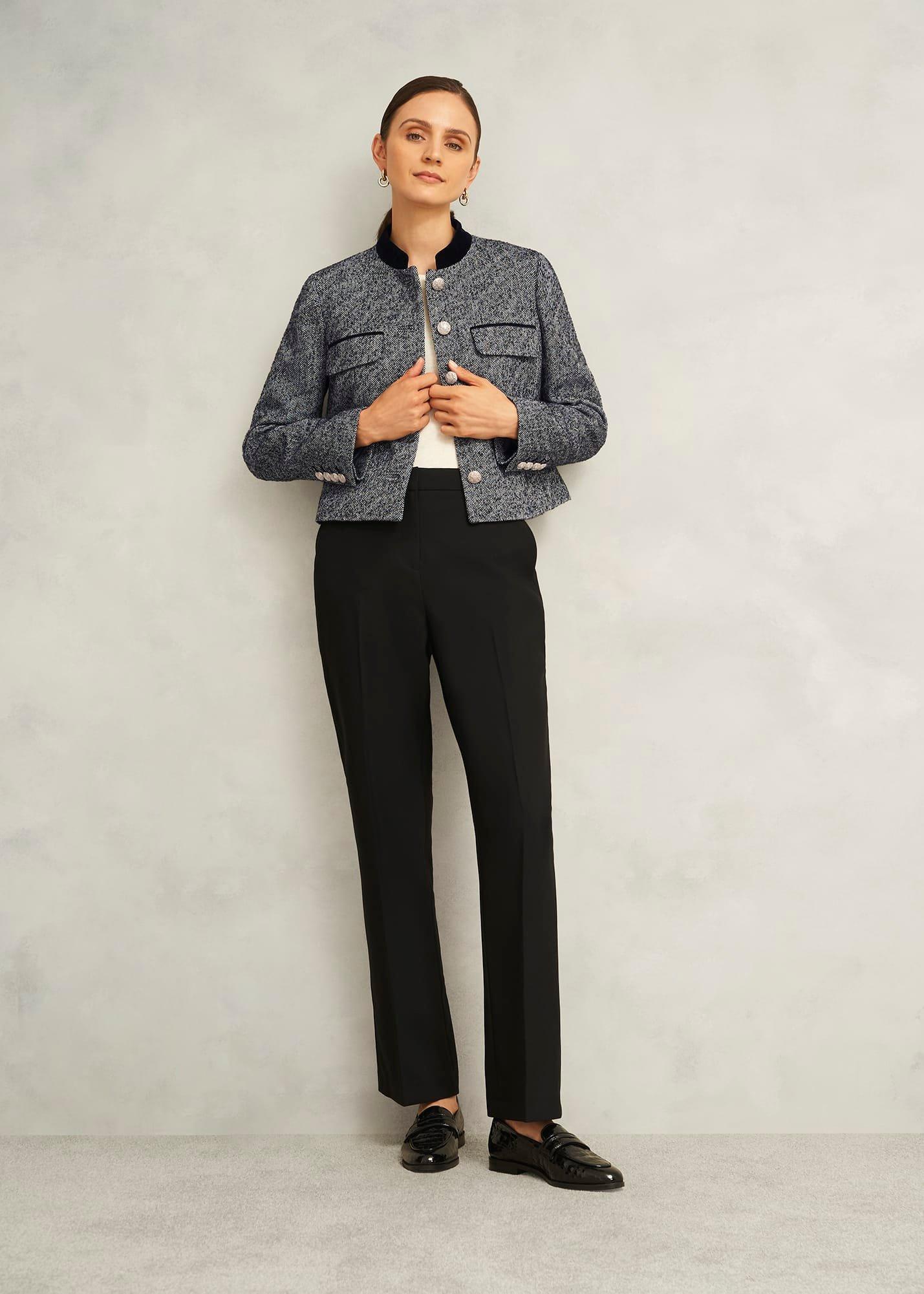 Tammie Wool Blend Jacket, Black Ivory, hi-res