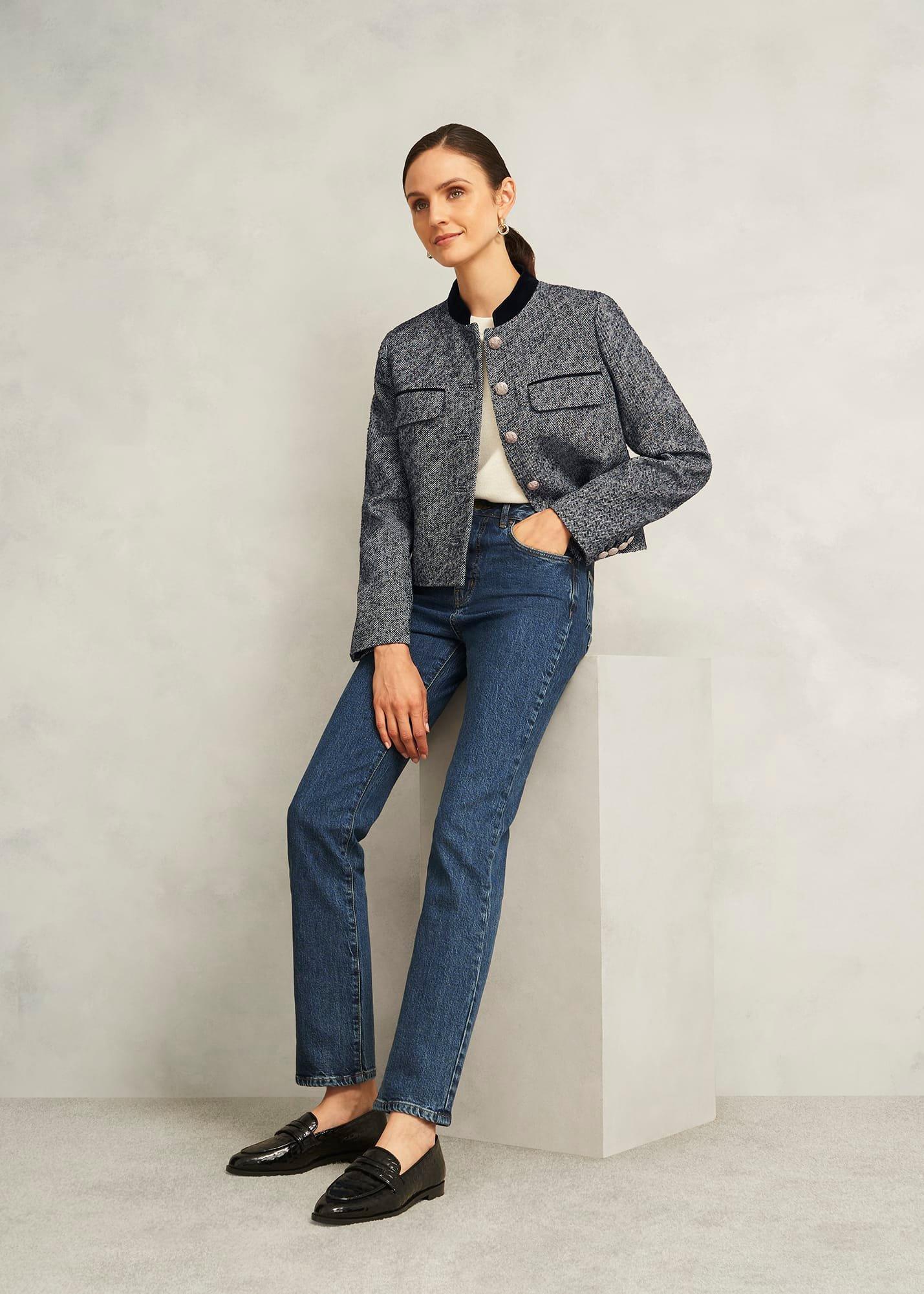 Tammie Wool Blend Jacket, Black Ivory, hi-res