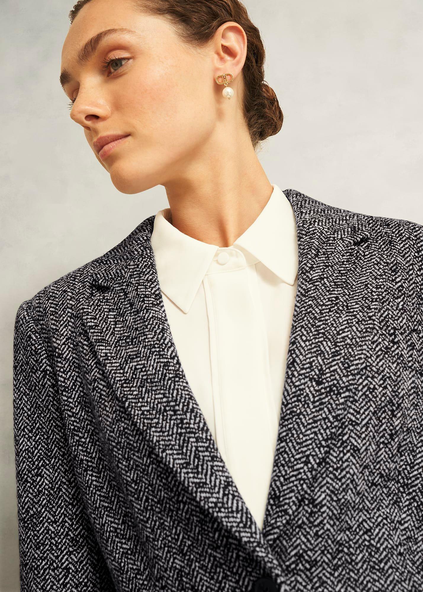 Marlyn Wool Jersey Jacket, Black White, hi-res