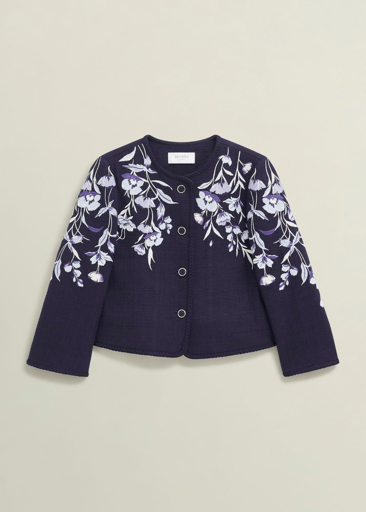 Hinton Floral Embroidered Tweed Jacket 
