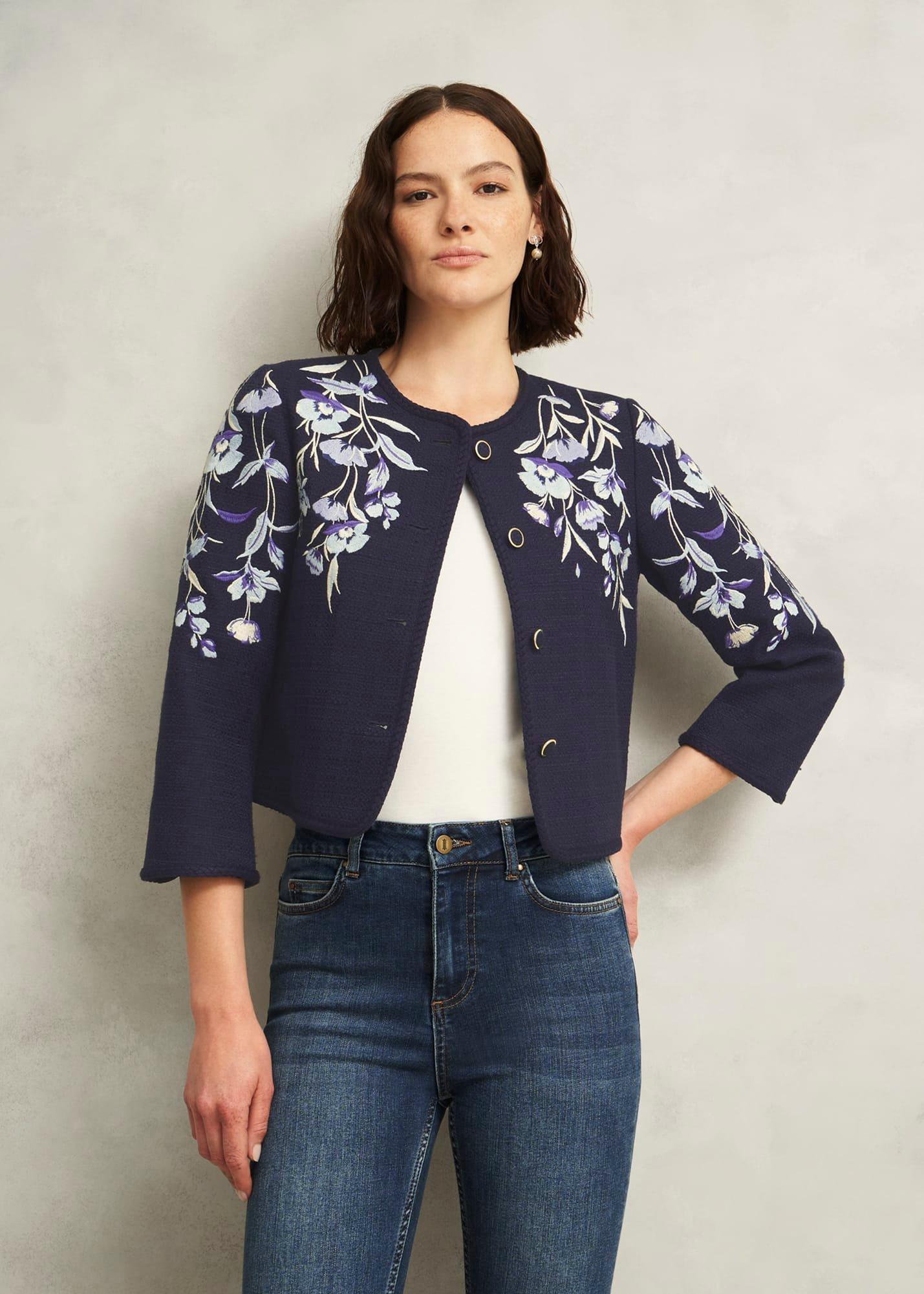 Hinton Floral Embroidered Tweed Jacket 