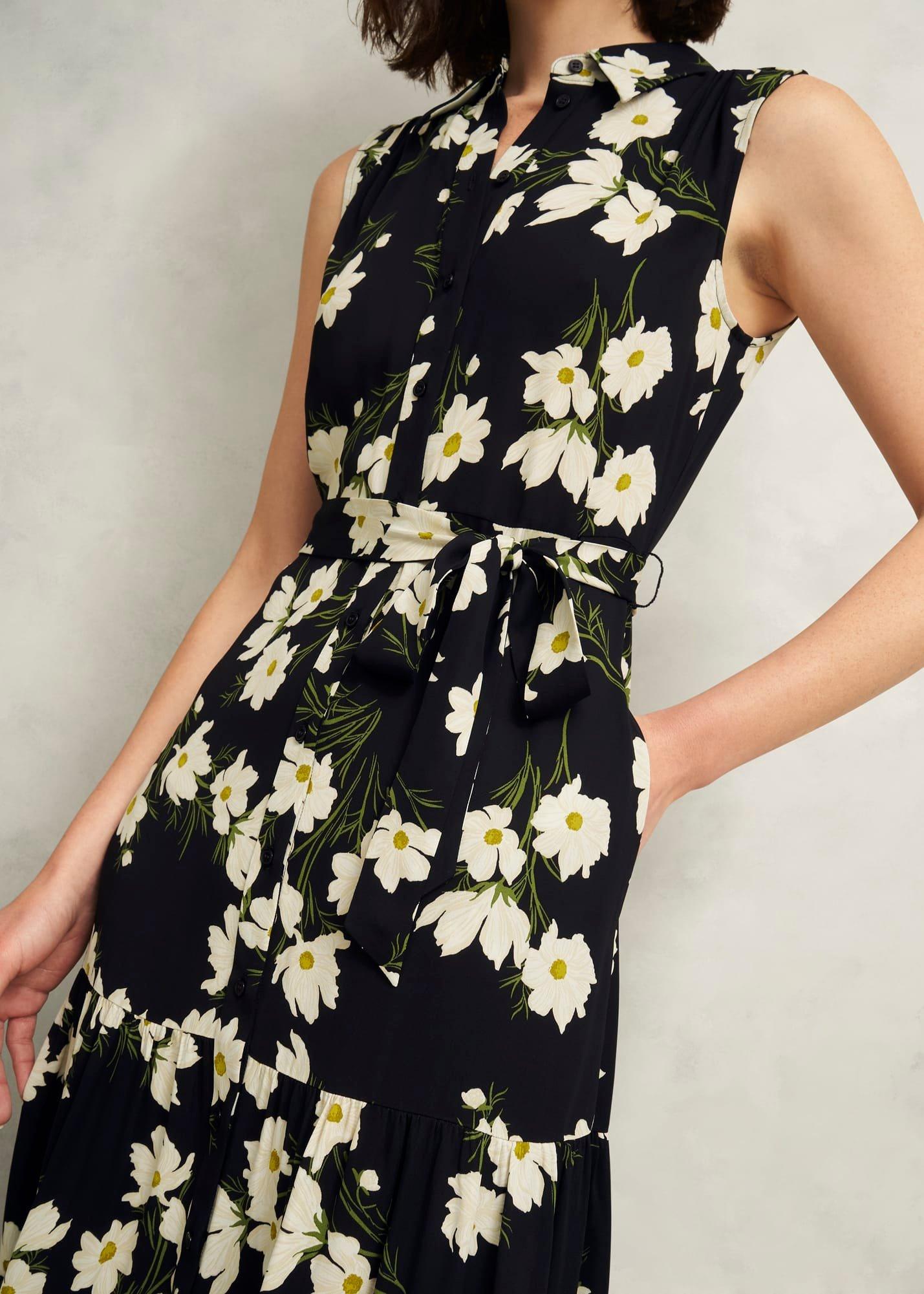Navy Floral Thea Midi Dress, Navy Multi, hi-res
