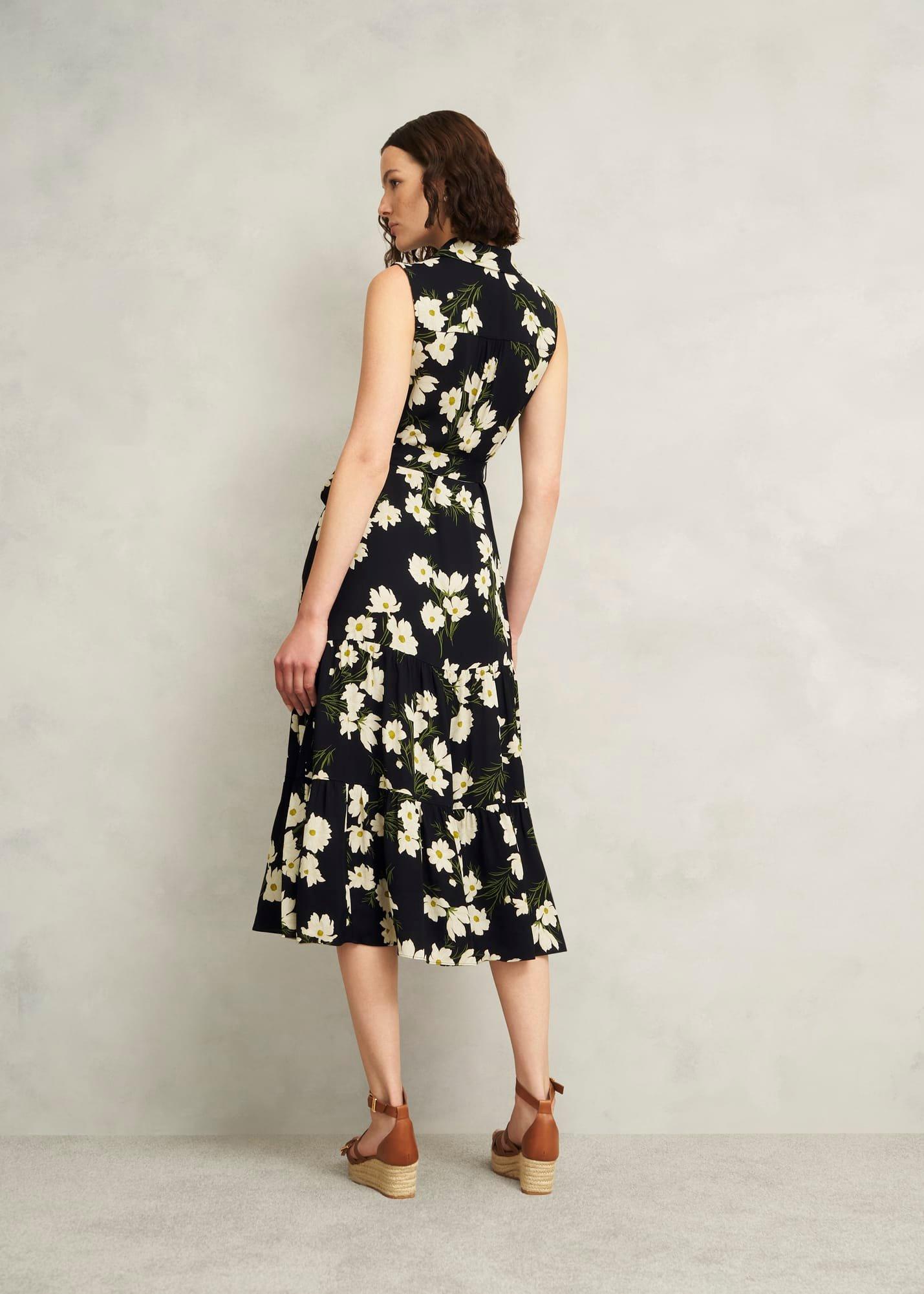 Navy Floral Thea Midi Dress, Navy Multi, hi-res