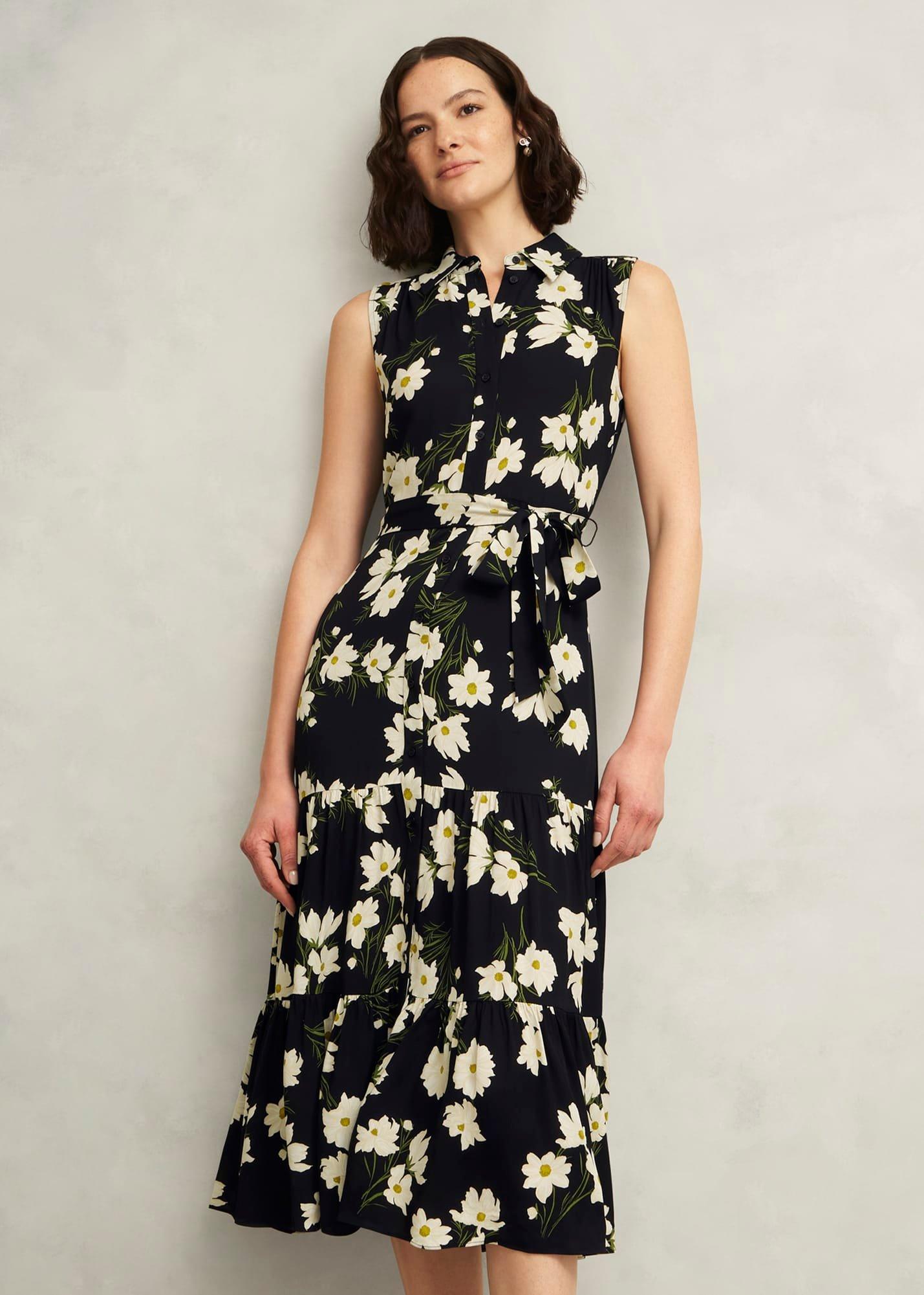 Navy Floral Thea Midi Dress, Navy Multi, hi-res