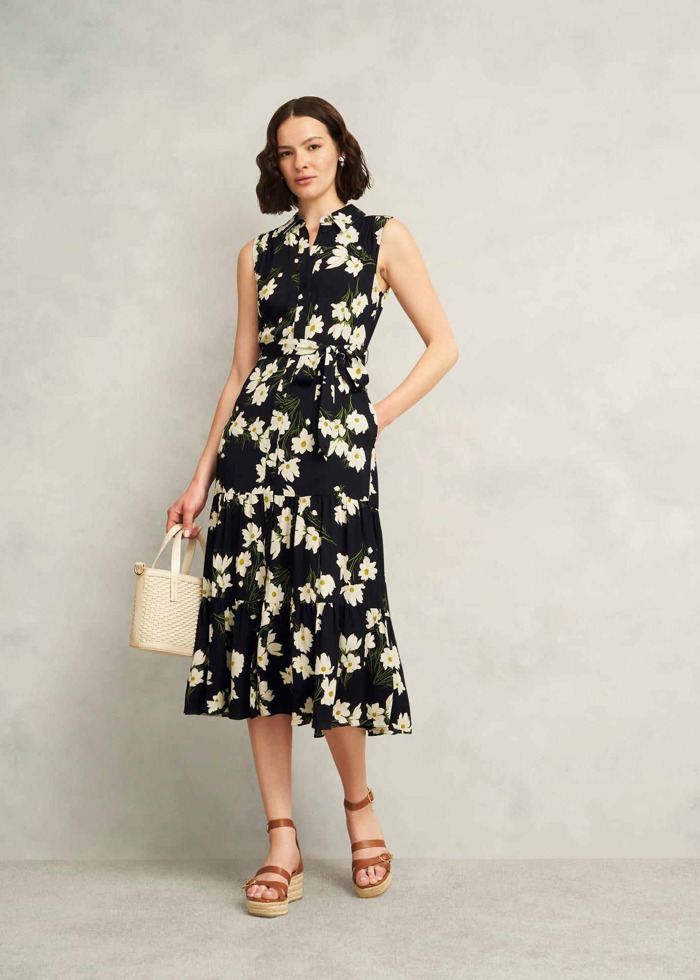 Petite Navy Floral Thea Midi Dress