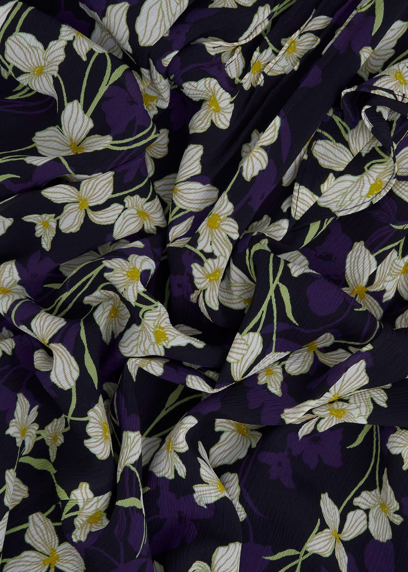 Navy Floral Zoe Dress with Ruffle Neck, Navy Multi, hi-res