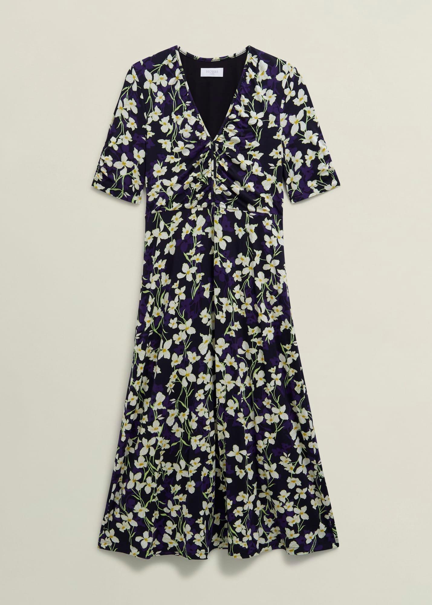 Navy Floral Peyton Jersey Midi Dress