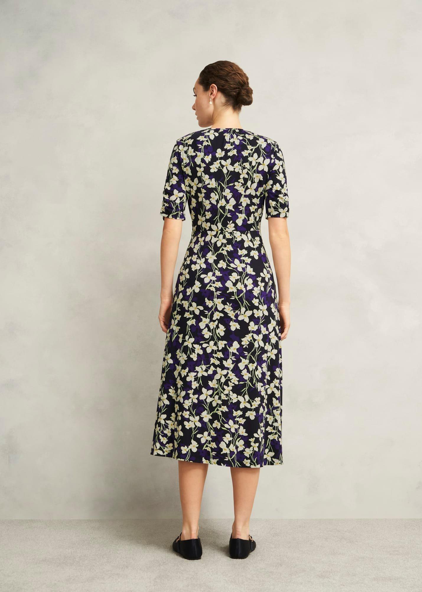Petite Navy Floral Peyton Jersey Midi Dress, Navy Multi, hi-res