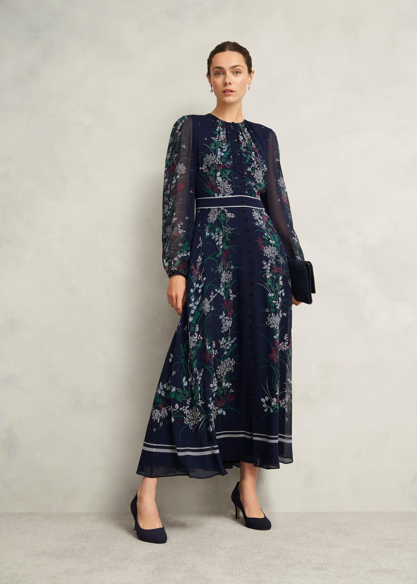 Sia Floral Silk Dress, Midnight Multi, hi-res