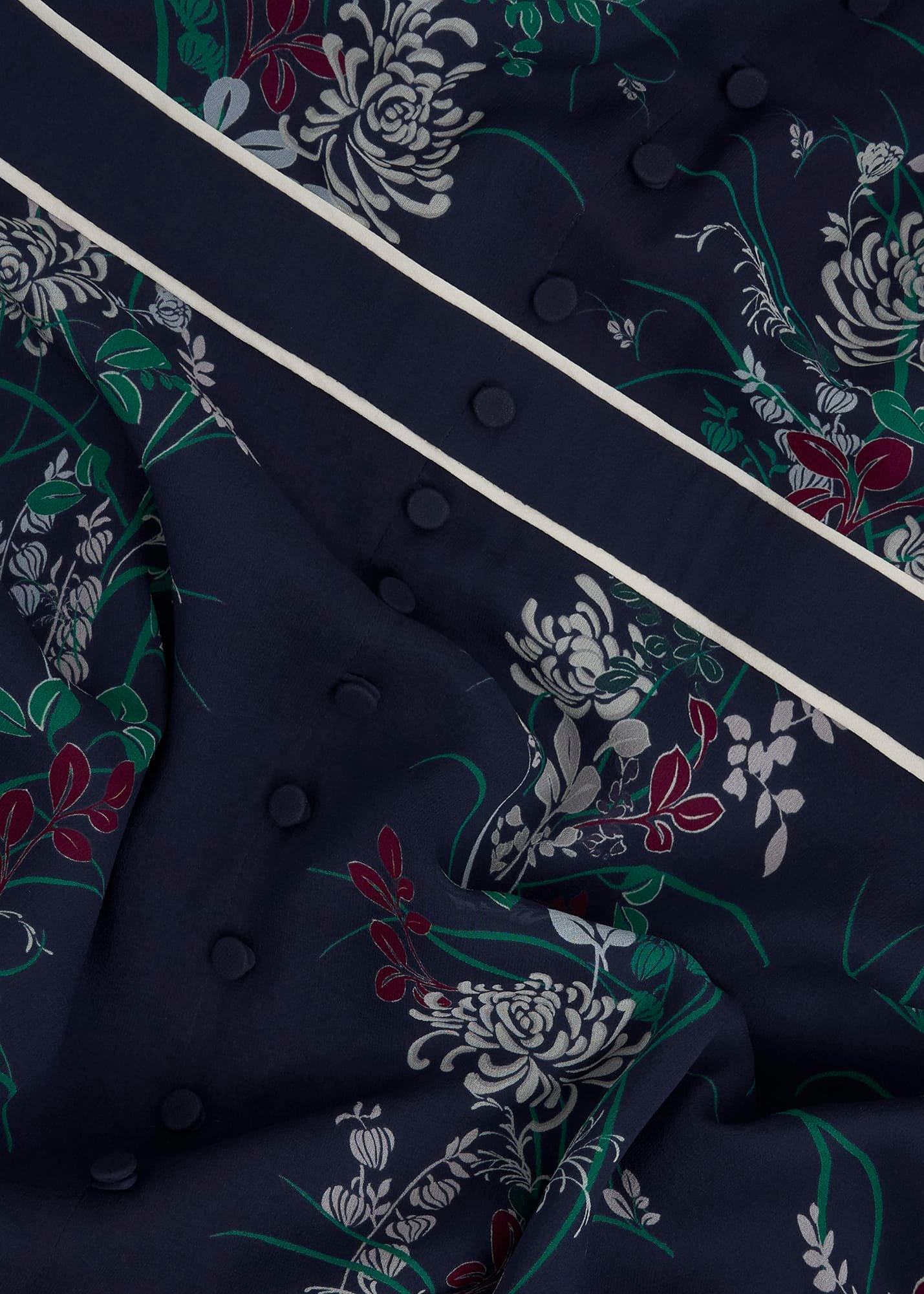 Petite Sia Floral Silk Dress, Midnight Multi, hi-res