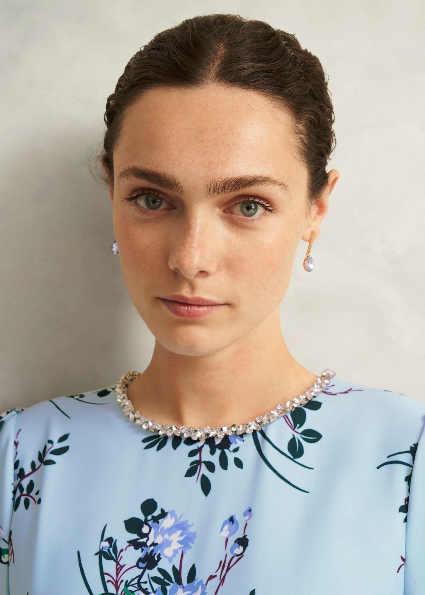 Claudine Embellished Floral Dress, Pale Blue Multi, hi-res