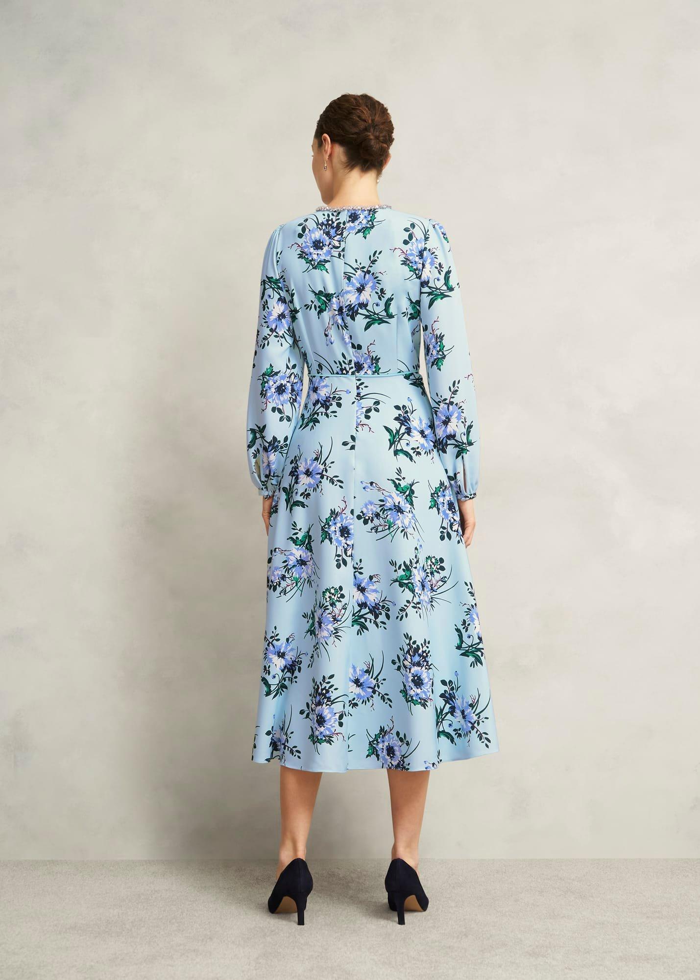 Claudine Embellished Floral Dress, Pale Blue Multi, hi-res