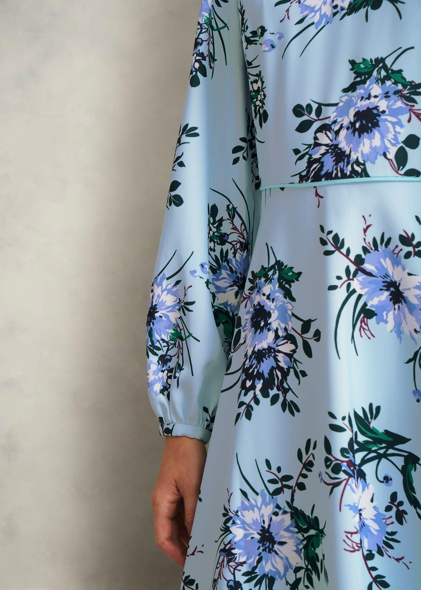 Claudine Embellished Floral Dress, Pale Blue Multi, hi-res