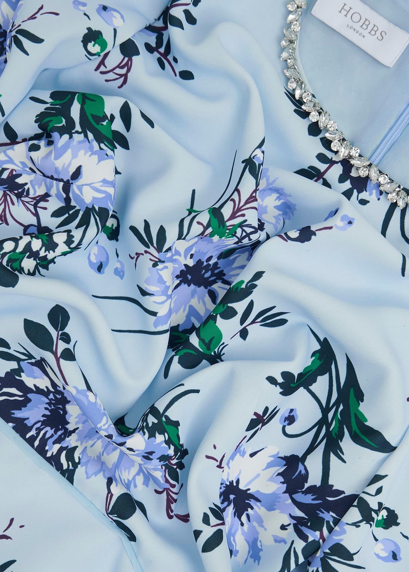 Claudine Embellished Floral Dress, Pale Blue Multi, hi-res