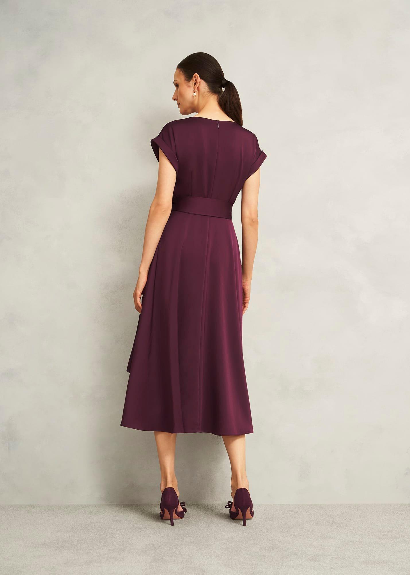 Agnes Satin Tie Dress, Onyx Red, hi-res