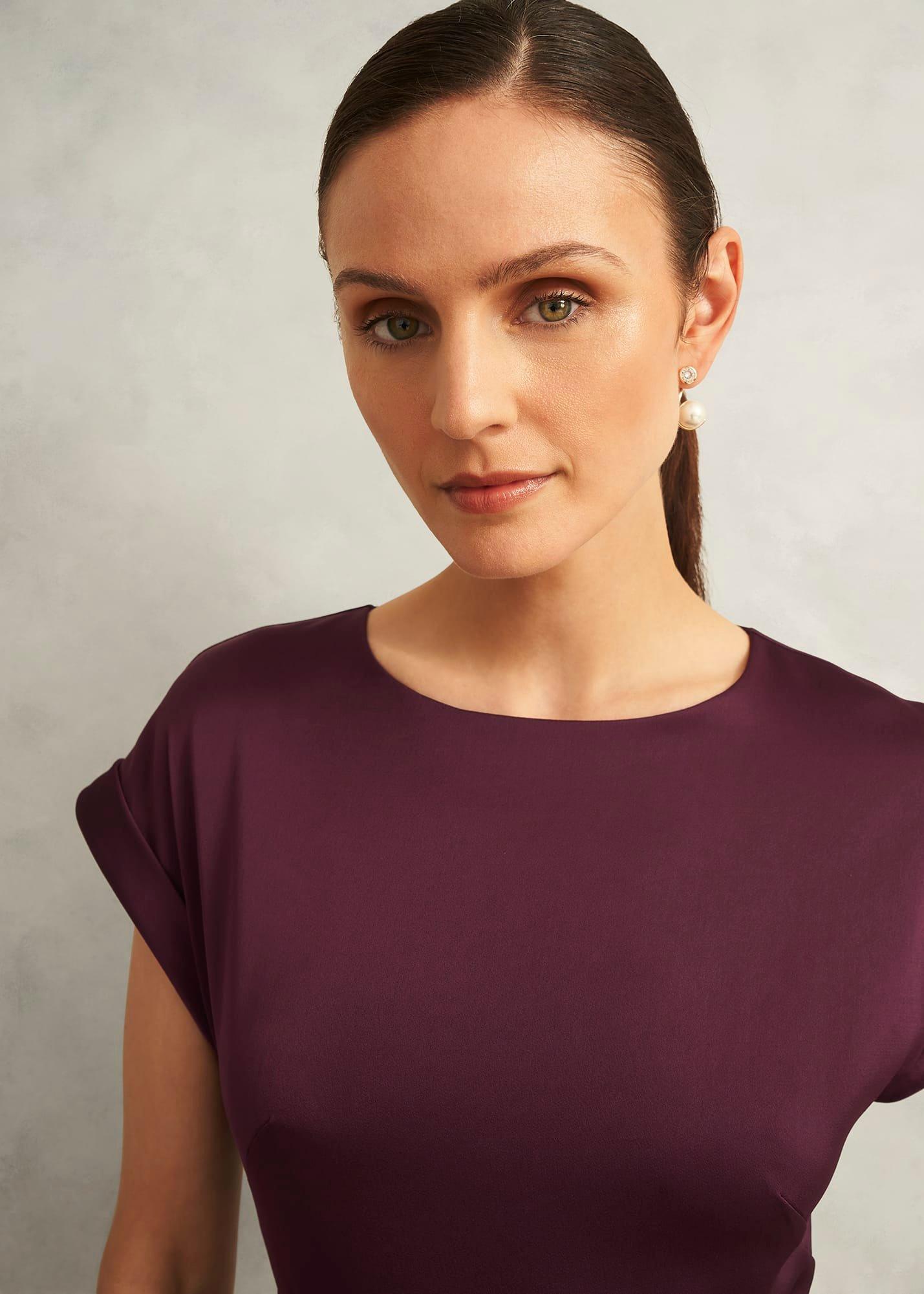 Petite Agnes Satin Tie Dress, Onyx Red, hi-res