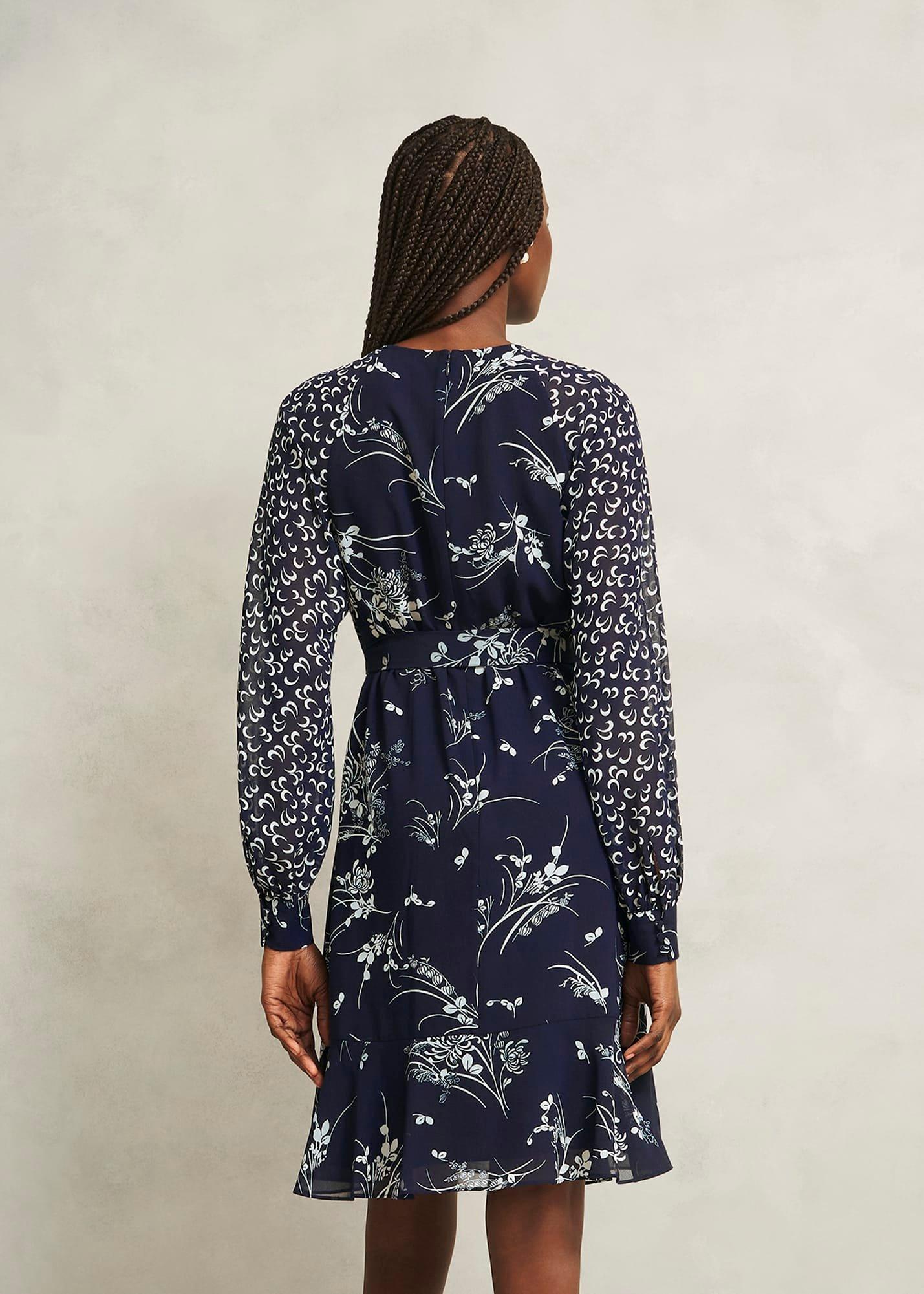 Rosie Tie Mini Dress, Midnight Multi, hi-res