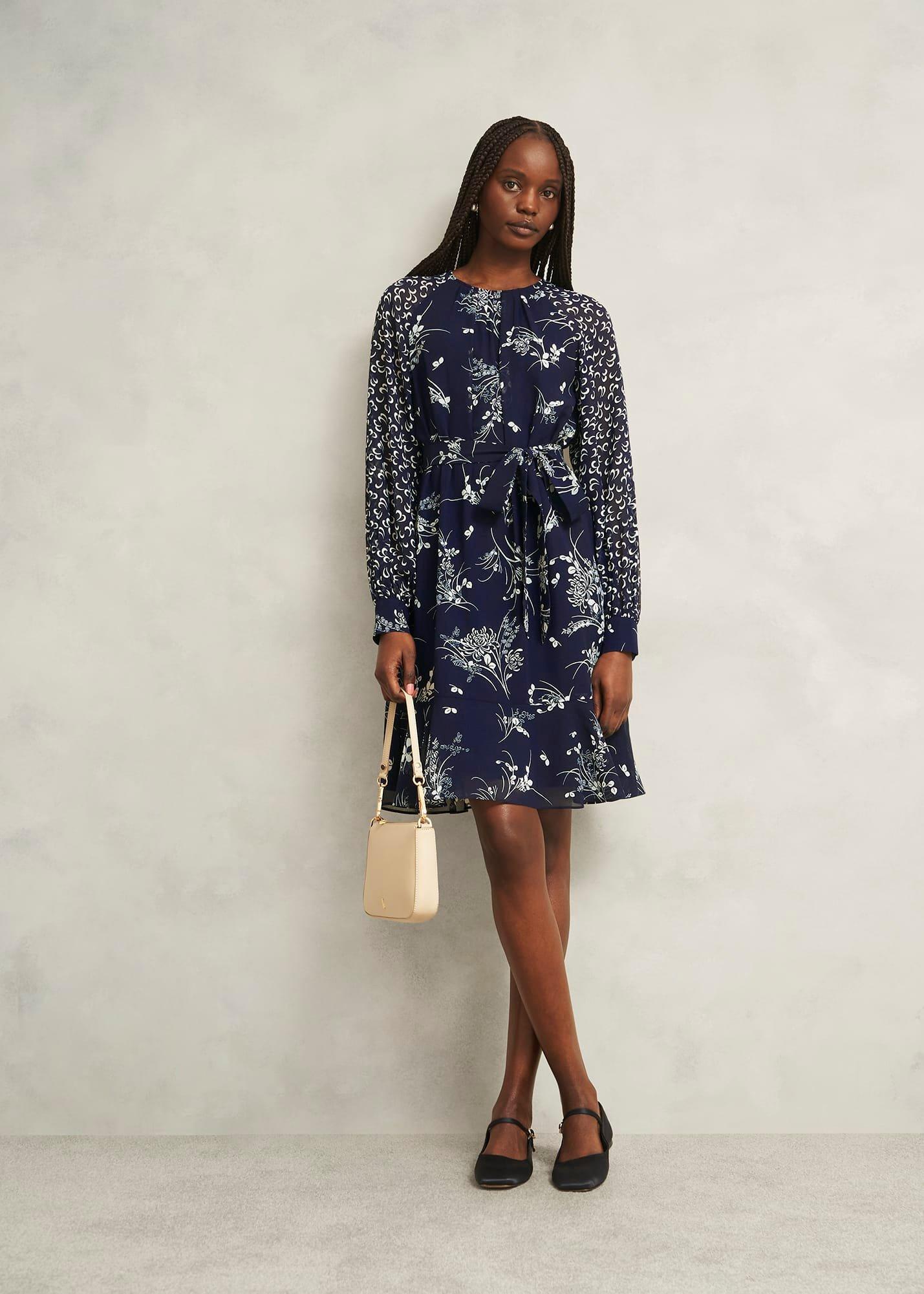 Rosie Tie Mini Dress, Midnight Multi, hi-res