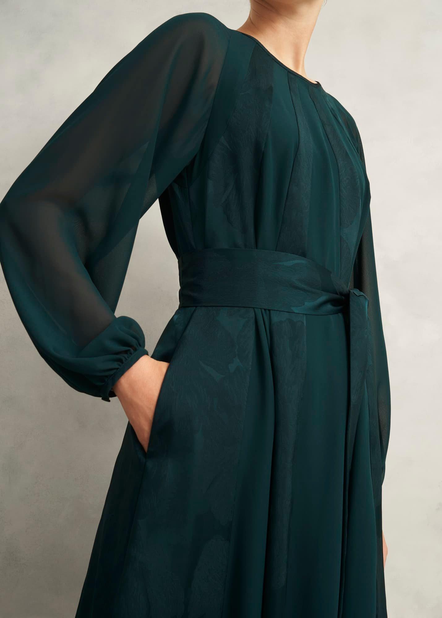 Loren Jacquard Dress, Evergreen, hi-res