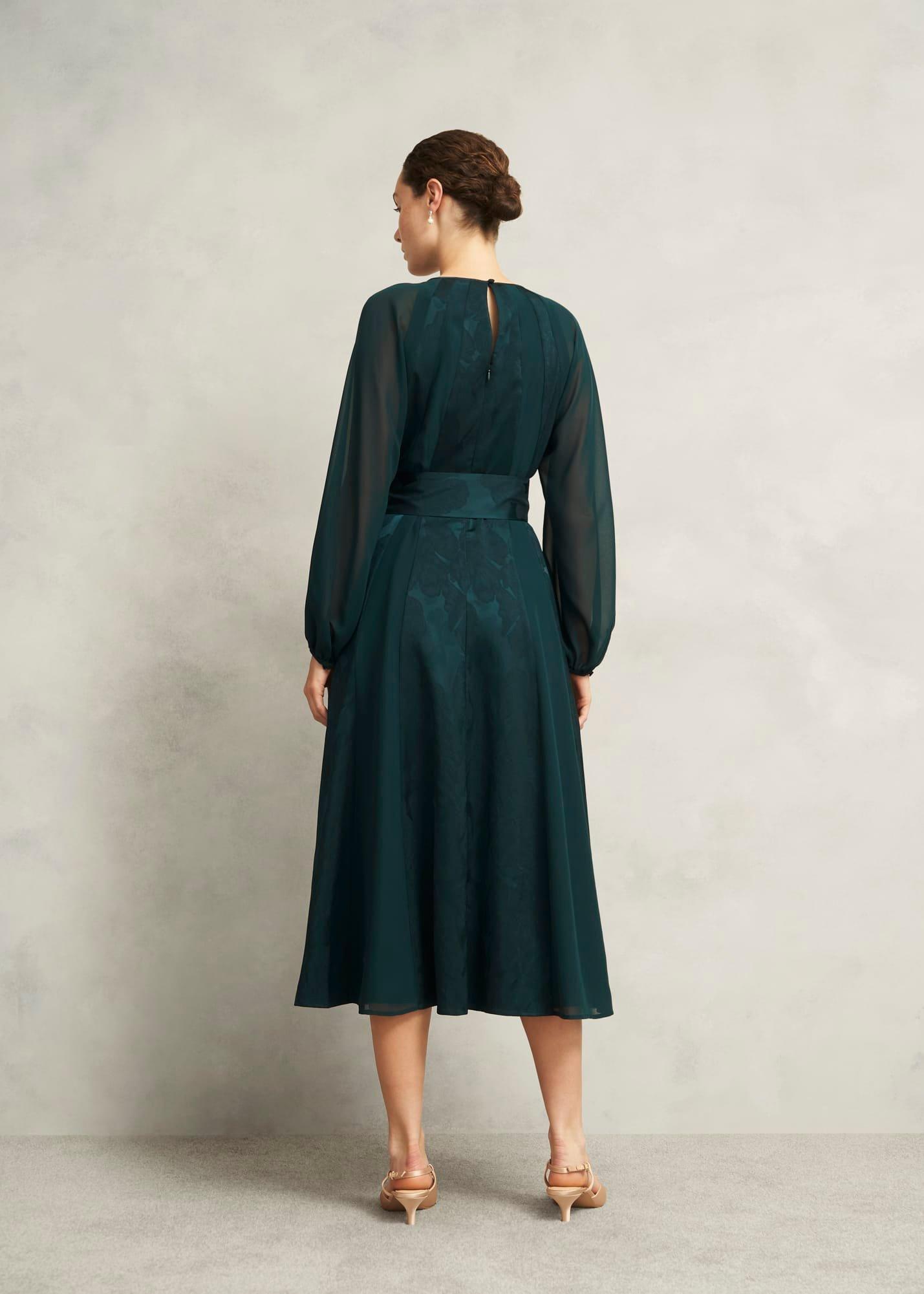 Loren Jacquard Dress, Evergreen, hi-res