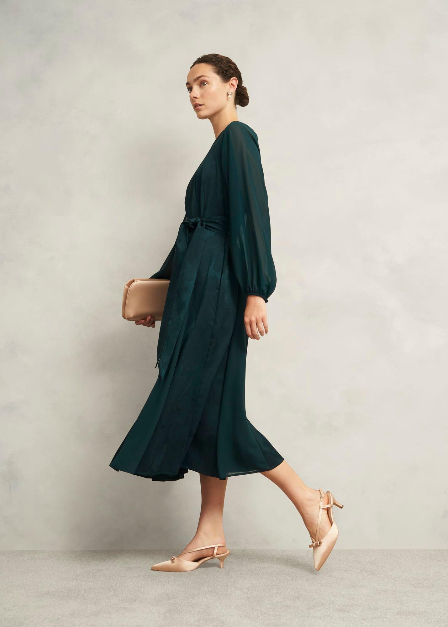 Loren Jacquard Dress, Evergreen, hi-res