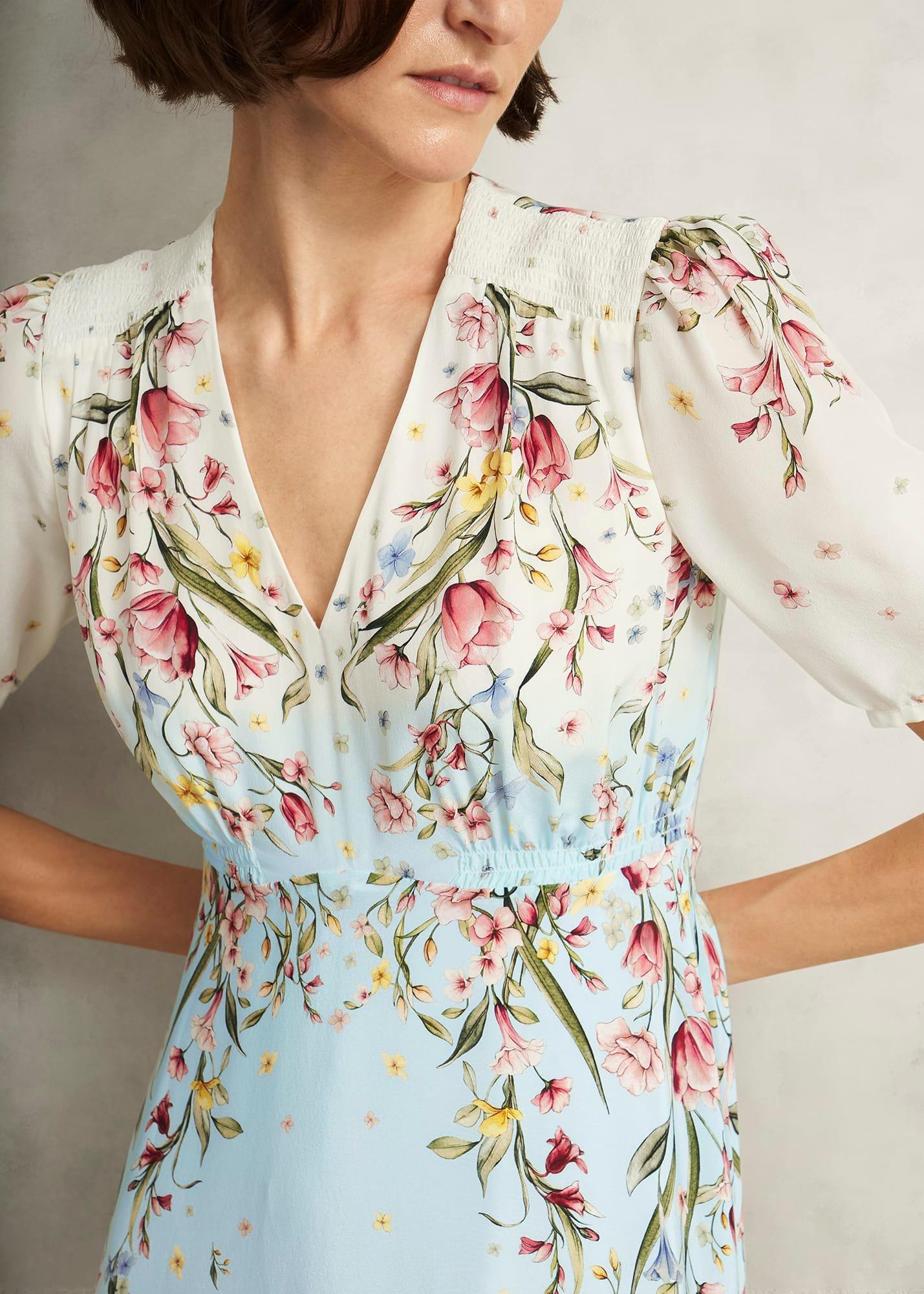 Belmond Silk Floral Ombre Dress, Cream Multi, hi-res