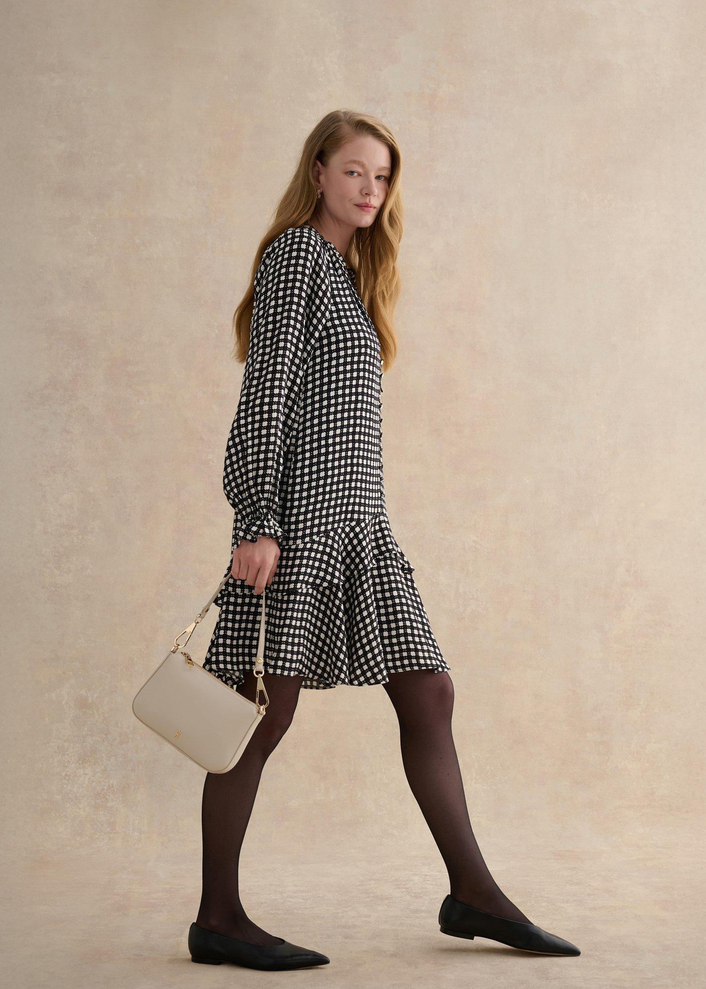 Hewlett Geo Mini Dress, Black Cream, hi-res