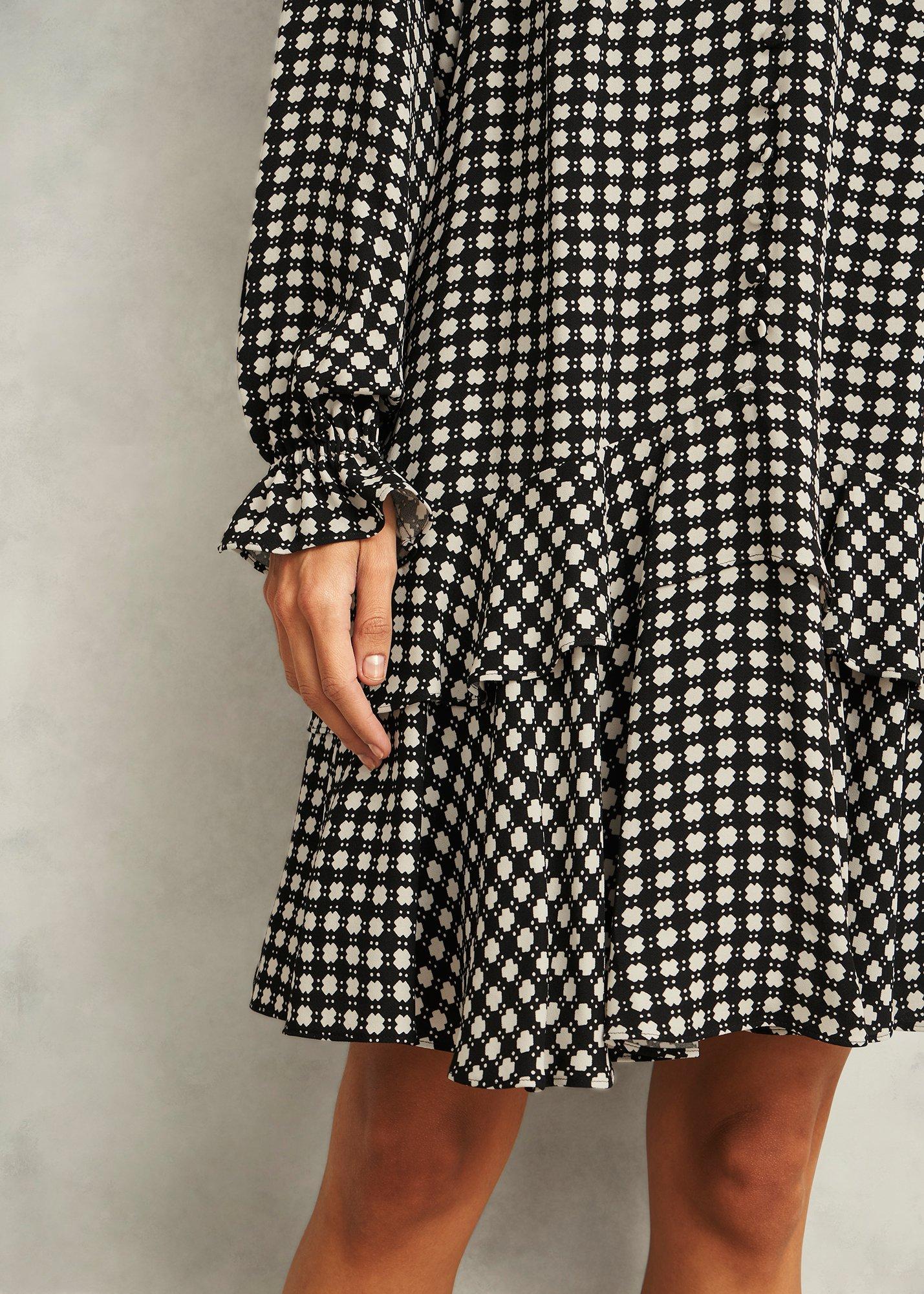 Hewlett Geo Mini Dress, Black Cream, hi-res