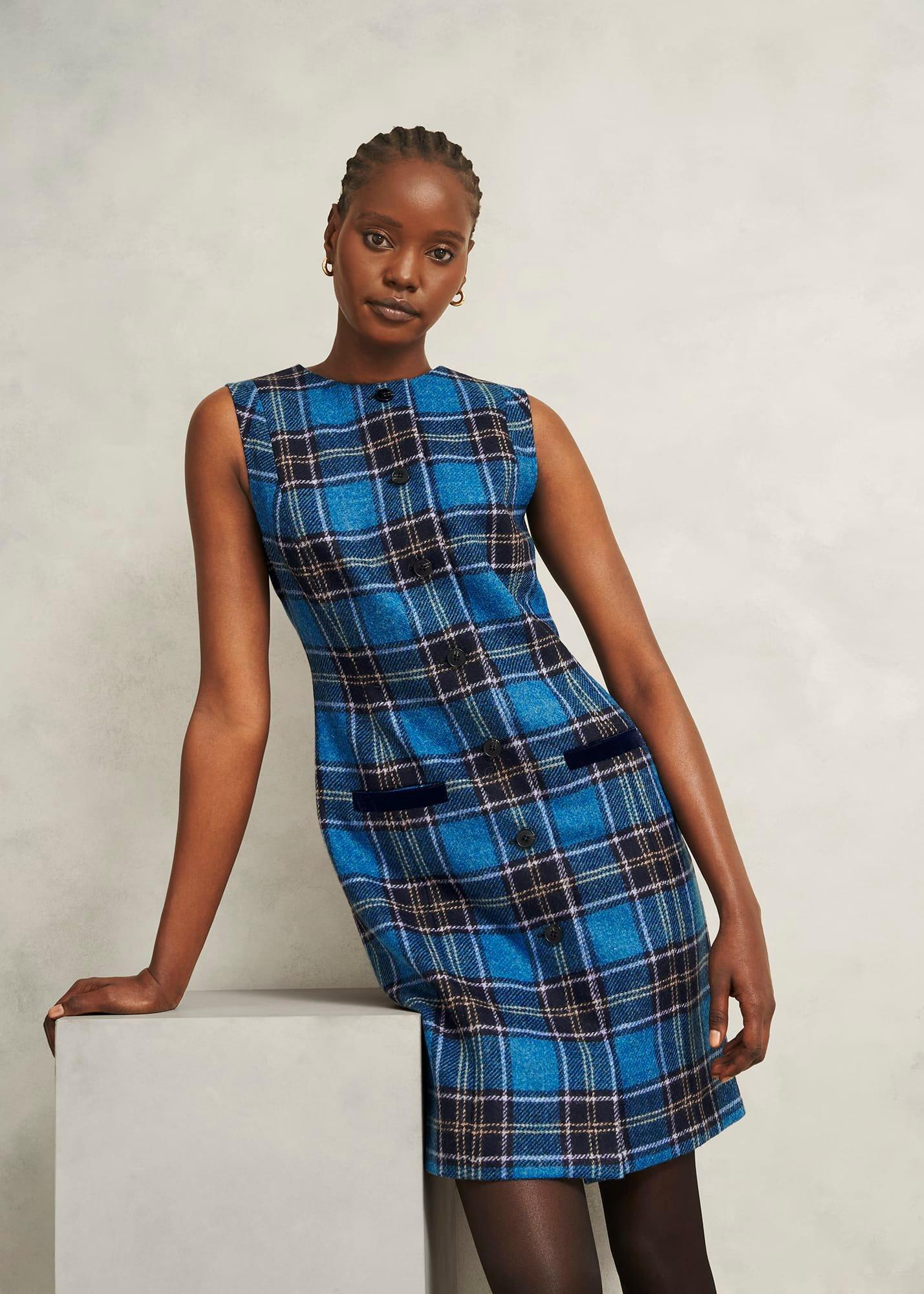 Joella Wool Dress, Blue Multi, hi-res